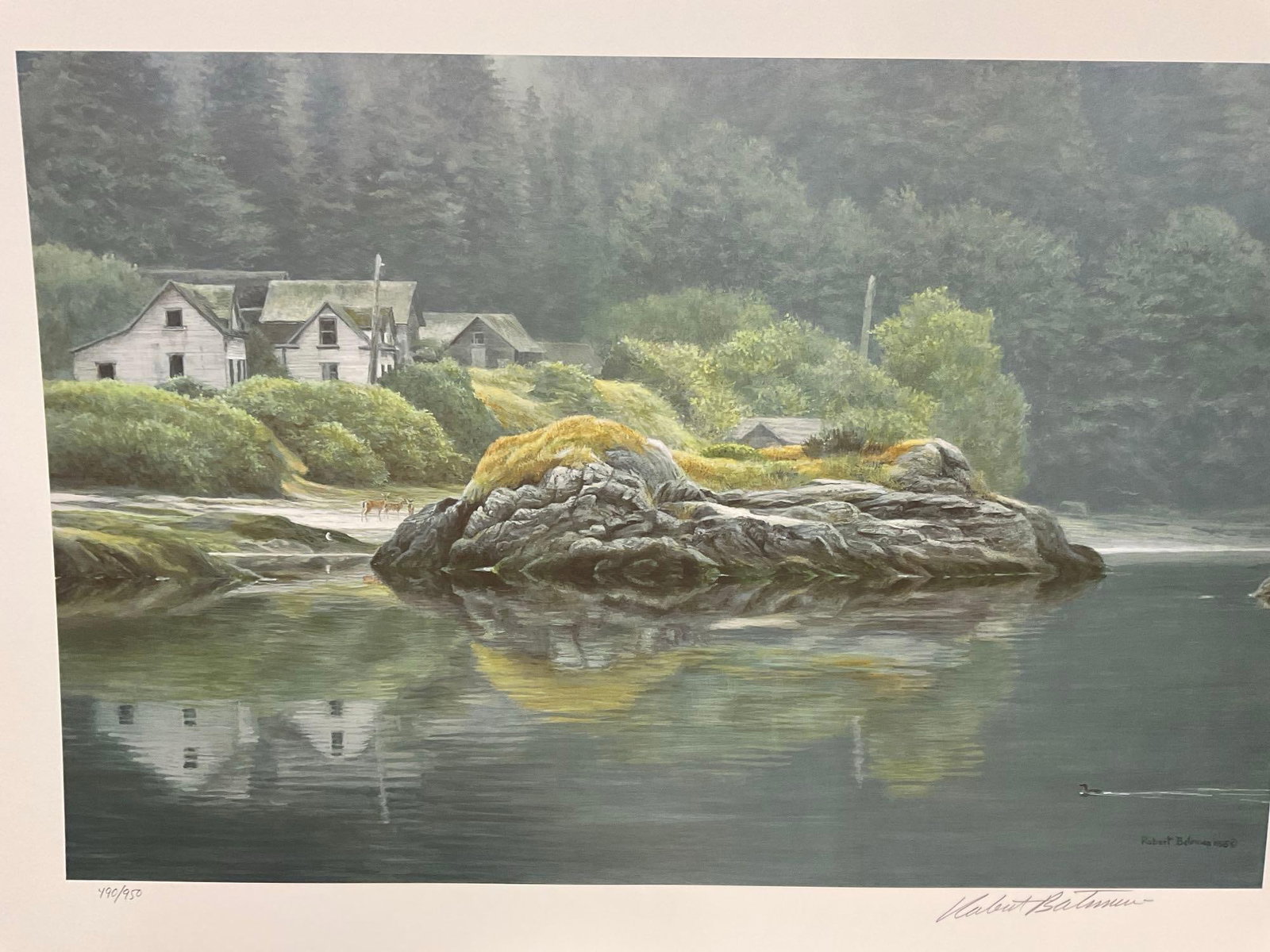 Unframed Signed & #d 490/950 Lithograph Potlatch Village by Robert Bateman 1995, 22x28 in w/COA - 4
