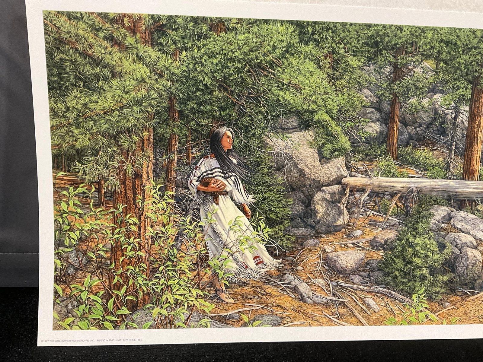 Unframed Signed & #d 3202/43500 Lithograph titled Music in the Wind by Bev Doolittle, 13x39 in - 2