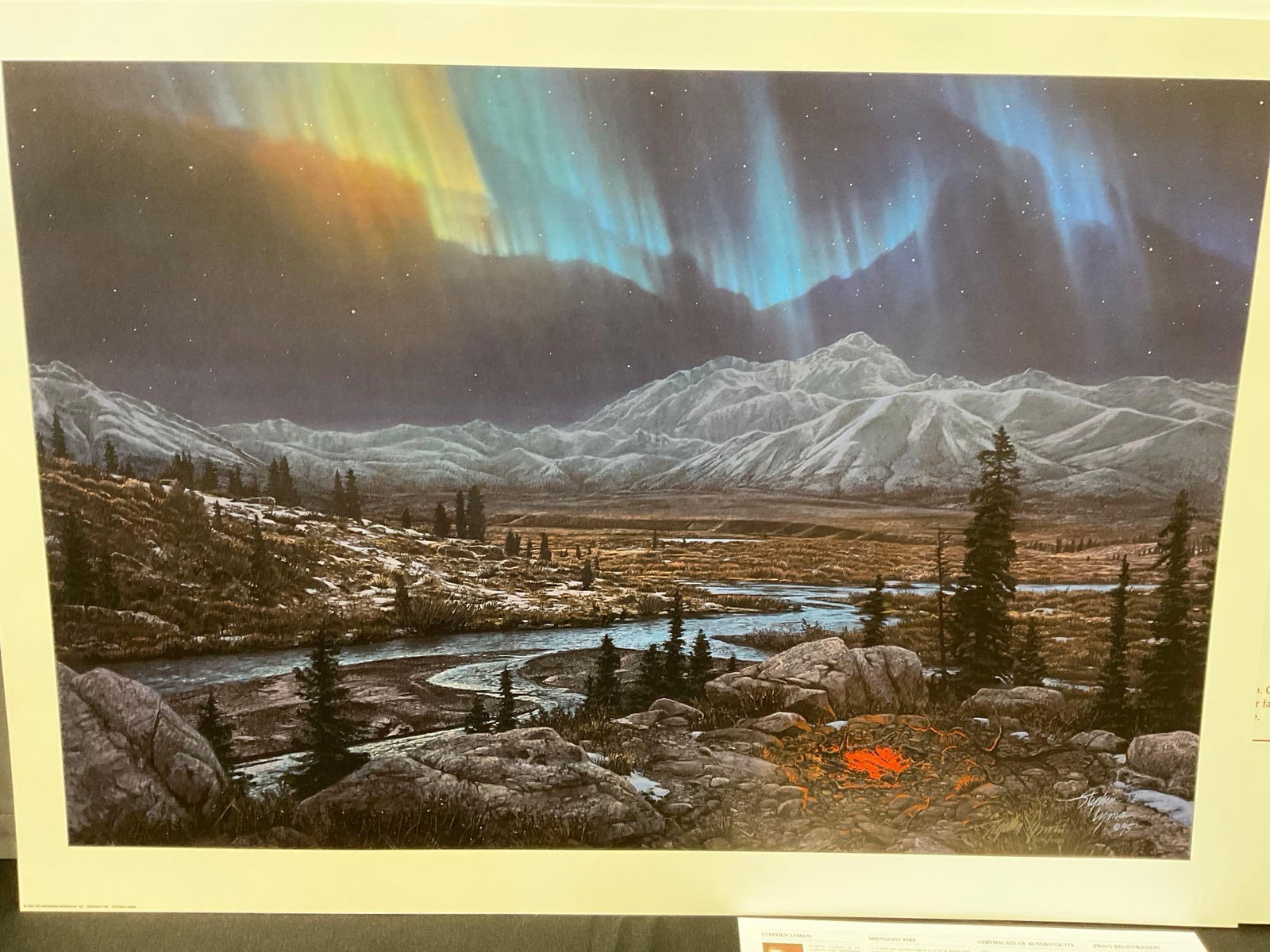 Unframed Signed & #d 1096/8500 Lithograph titled Midnight Fire by Stephen Lyman 1995, 26x37 in w/... - 2