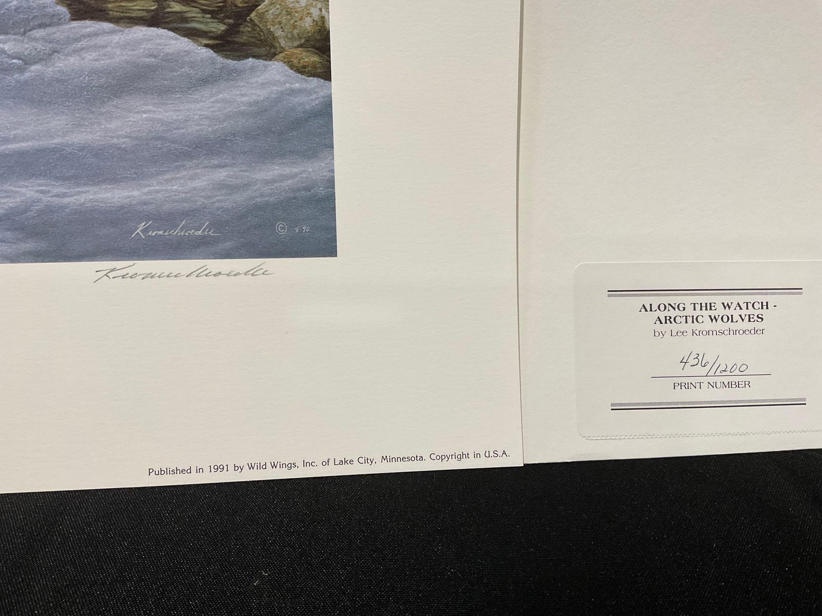 Unframed Signed & #d 436/1200 Litho, Along the Watch - Arctic Wolves Lee Kromschroeder, 28x39 in - 5