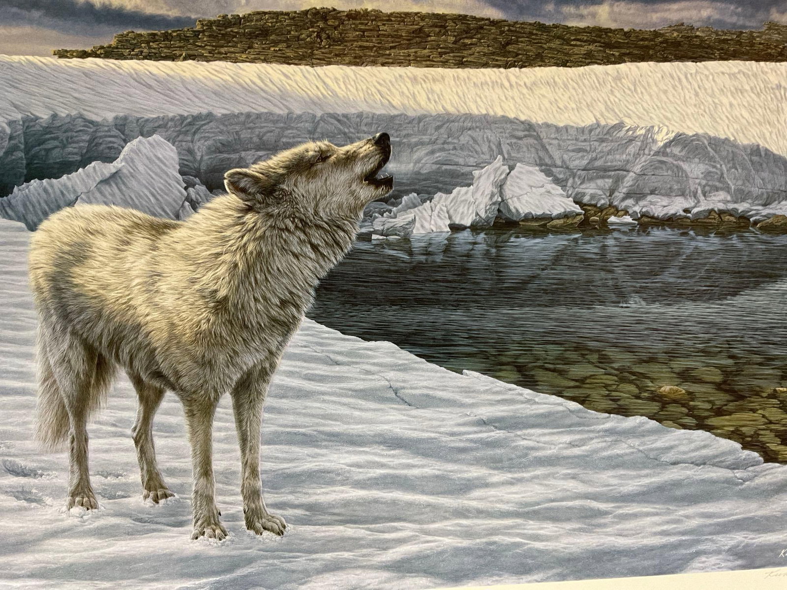 Unframed Signed & #d 436/1200 Litho, Along the Watch - Arctic Wolves Lee Kromschroeder, 28x39 in - 6