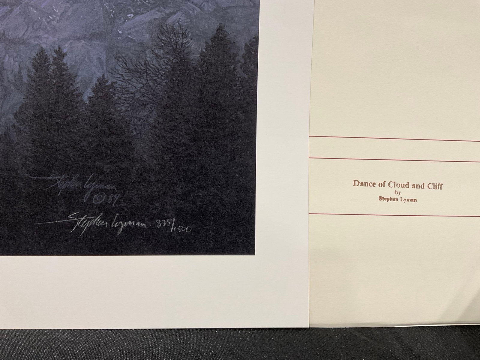 Unframed Signed & #d 835/1500 Litho Dance of Cloud & Cliff by Stephen Lyman 1989, 29x36 inch - 2