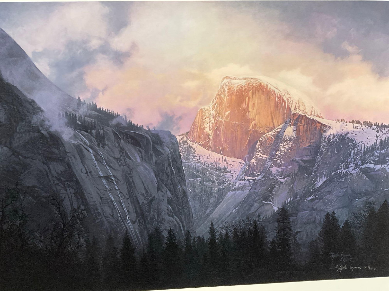 Unframed Signed & #d 835/1500 Litho Dance of Cloud & Cliff by Stephen Lyman 1989, 29x36 inch - 4