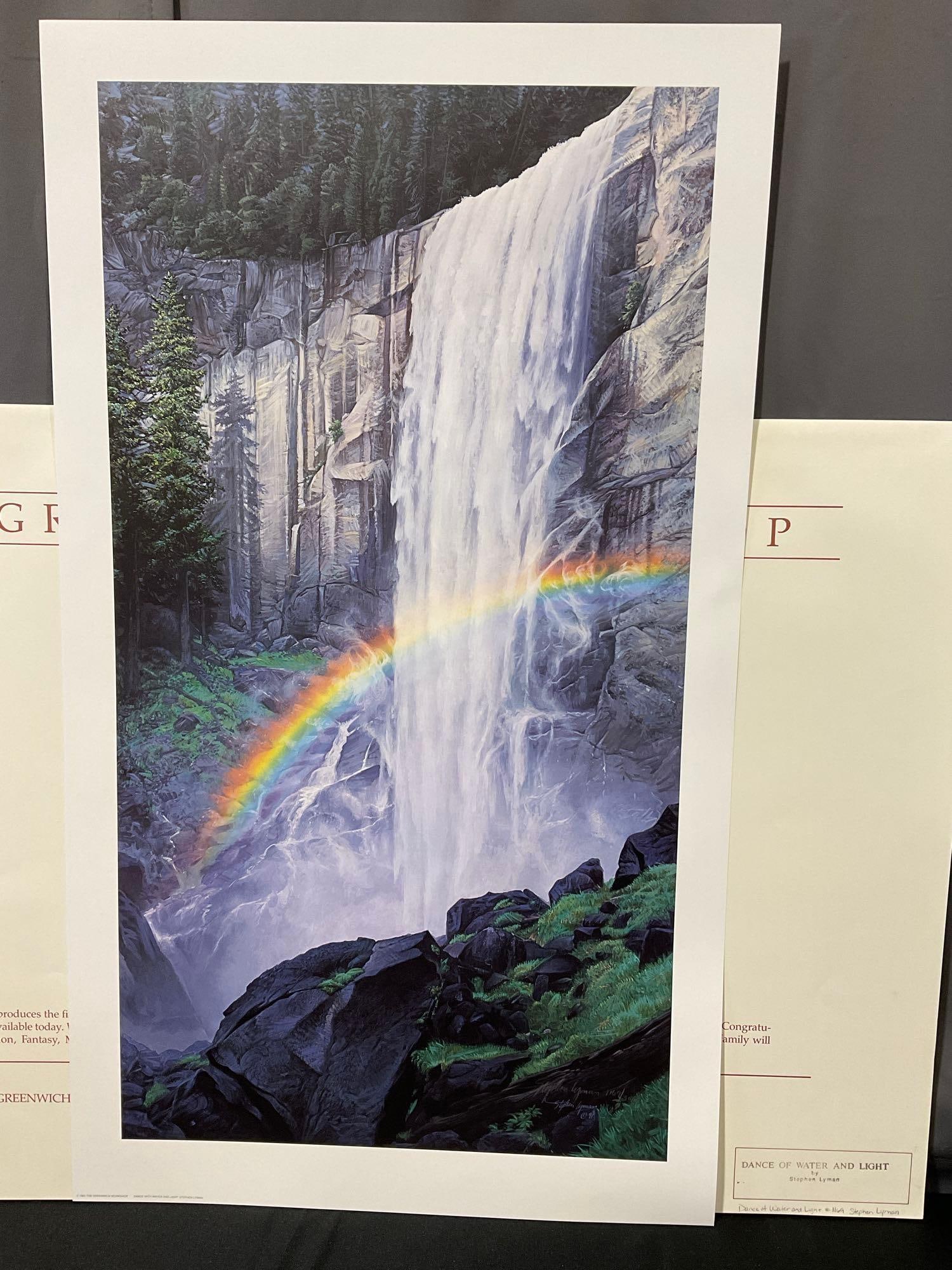 Unframed Signed & #d 1169/3000 Litho Dance of Water & Light by Stephen Lyman 1991, 25x37 inch: All from the same collection. Appears to be in good shape. The piece measures approx 25h x 37w x 2d inches. See pics. E-6350 Valued 300 to 500