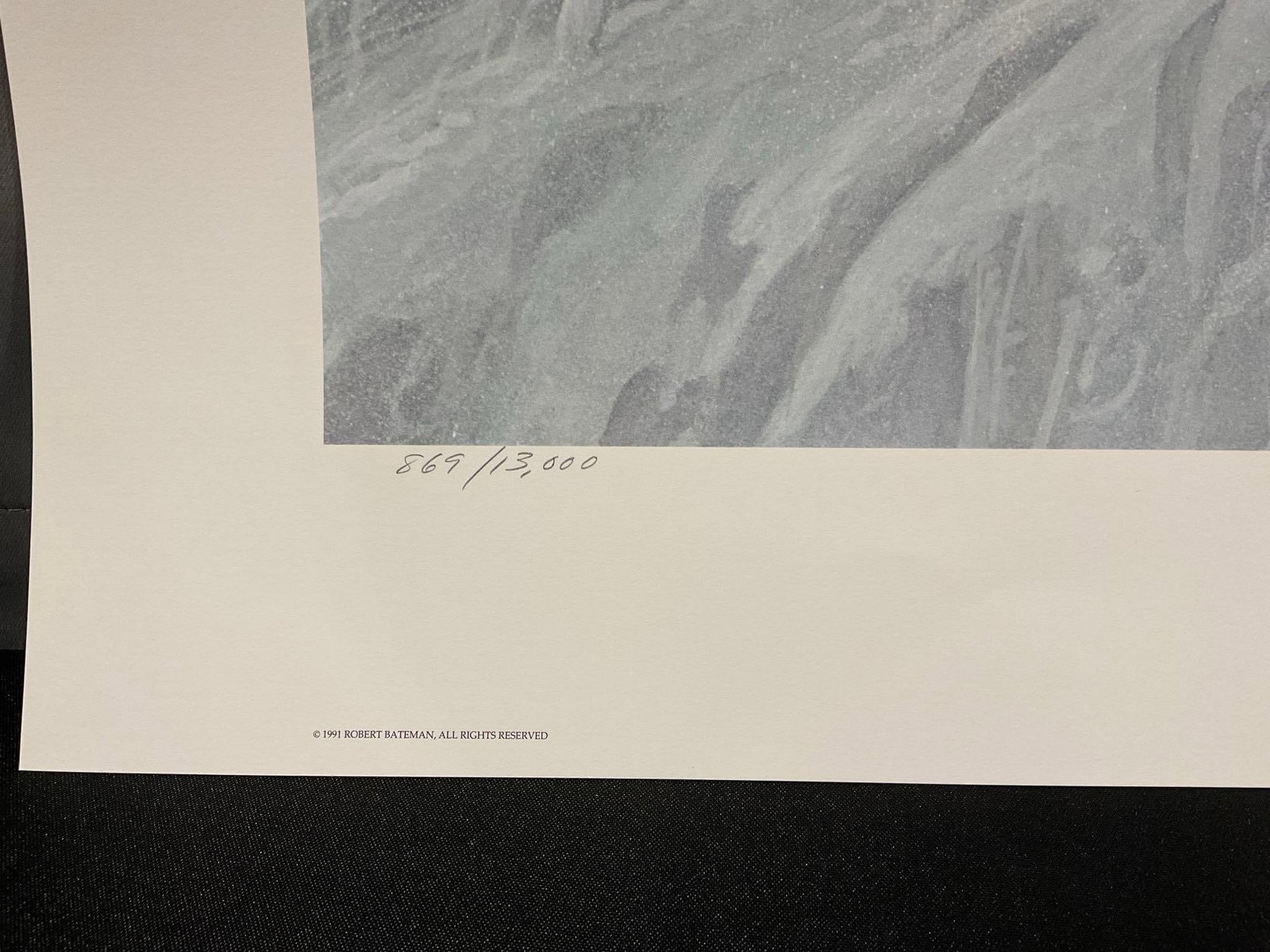 Unframed Signed & #d 869/13000 Litho, Arctic Cliff - White Wolves by Robert Bateman 1991 27x39 w/... - 3