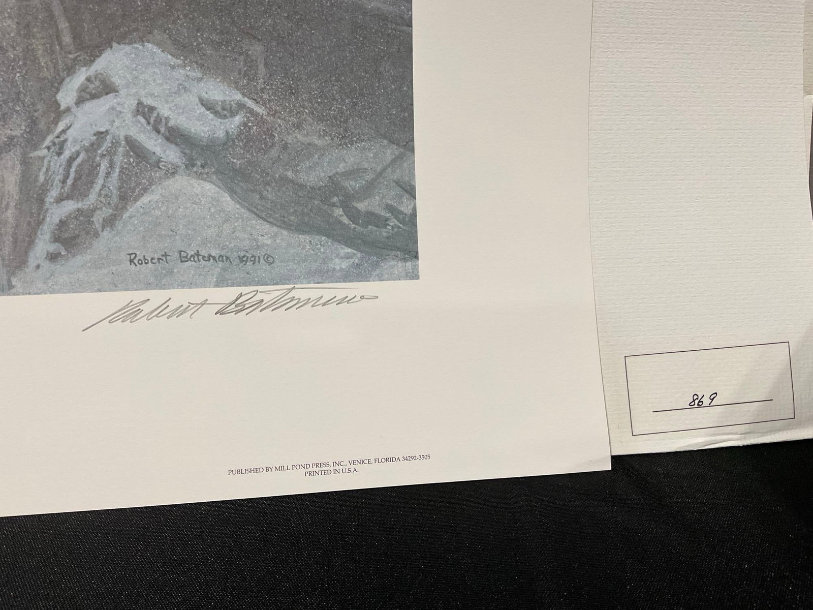 Unframed Signed & #d 869/13000 Litho, Arctic Cliff - White Wolves by Robert Bateman 1991 27x39 w/... - 4