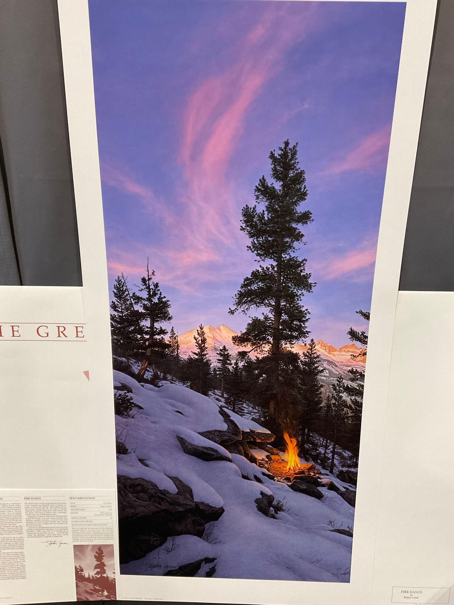 Unframed Signed & #d 3696/8500 Lithograph titled Fire Dance by Stephen Lyman 1993, 23x41 inch w/COA - 3