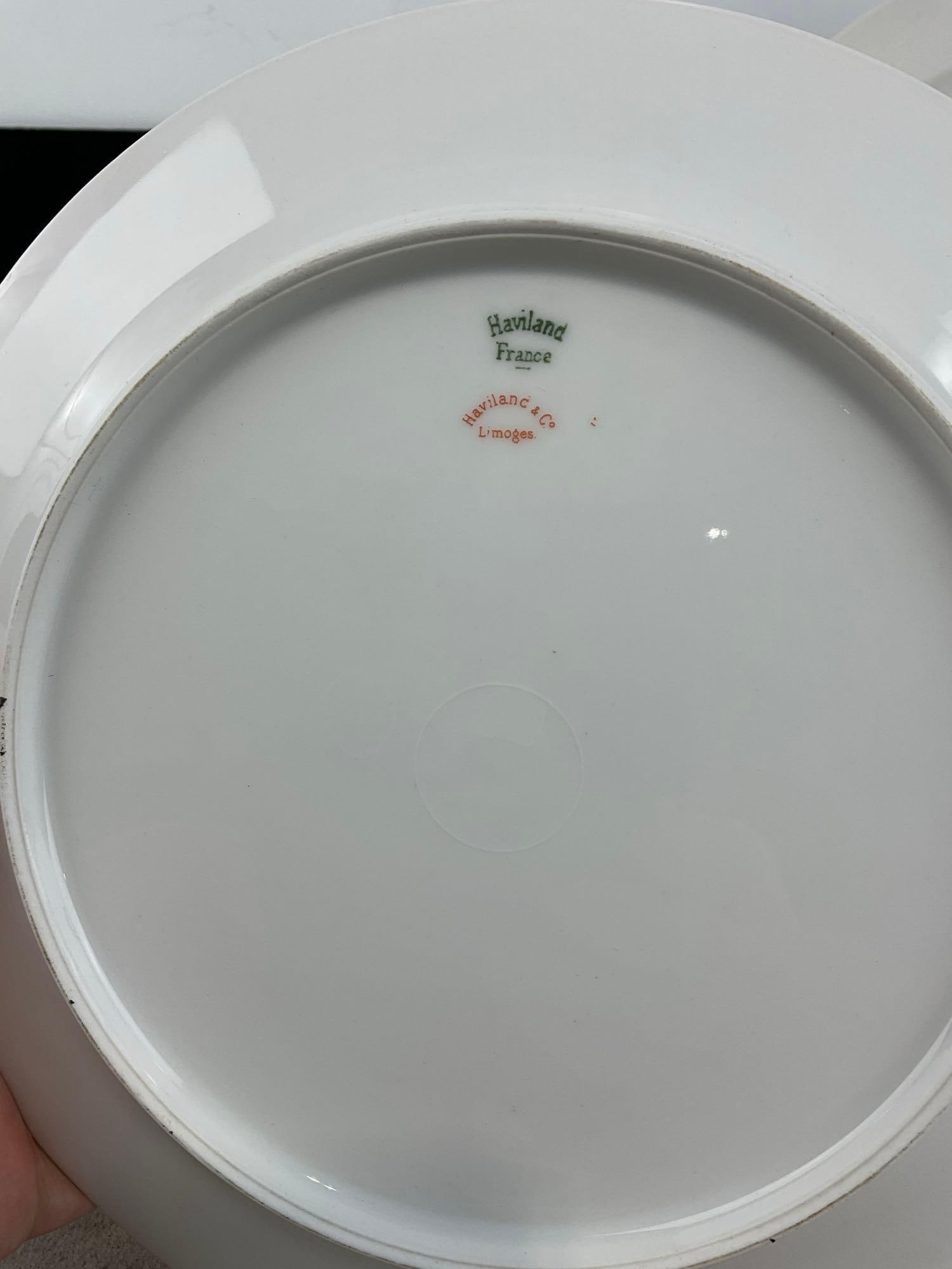 4 Dinner Plates, Haviland Limoges Pink Roses Pattern, Schleiger 242, 4h x 10w x 10d inches - 3