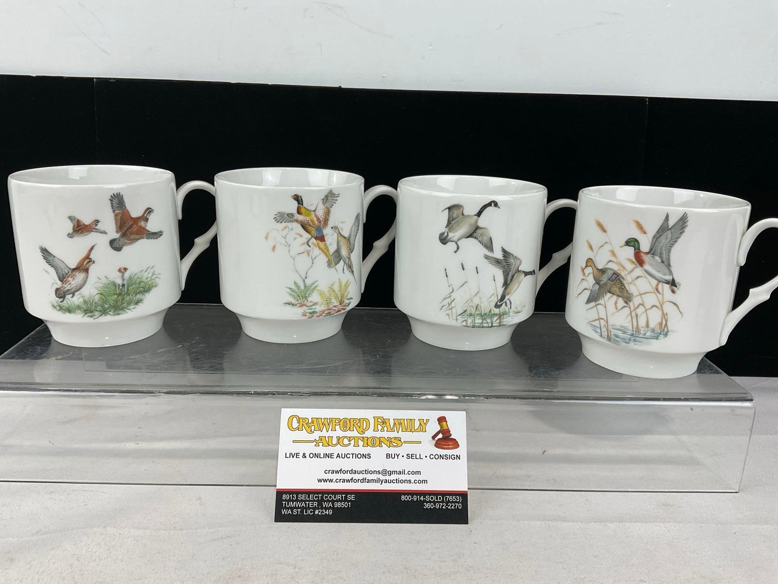 Set of 4 Schumann Arzberg Bavarian German Porcelain Mugs, lovely designs: Appears to be in good shape. The piece measures approx 9h x 8w x 5d inches together. See pics. E-6260