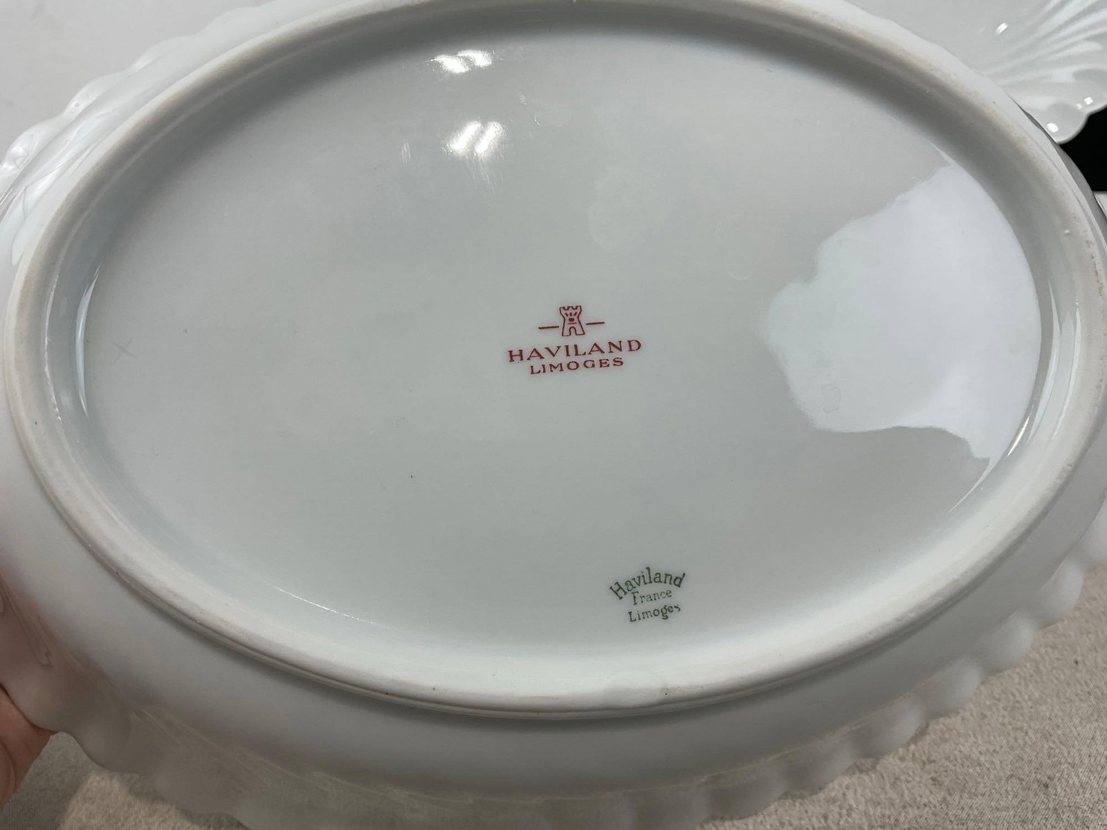 Haviland Limoges Torse Blanc pattern, Pair of Vegetable Bowls & Oval Platter, Spiral style - 3