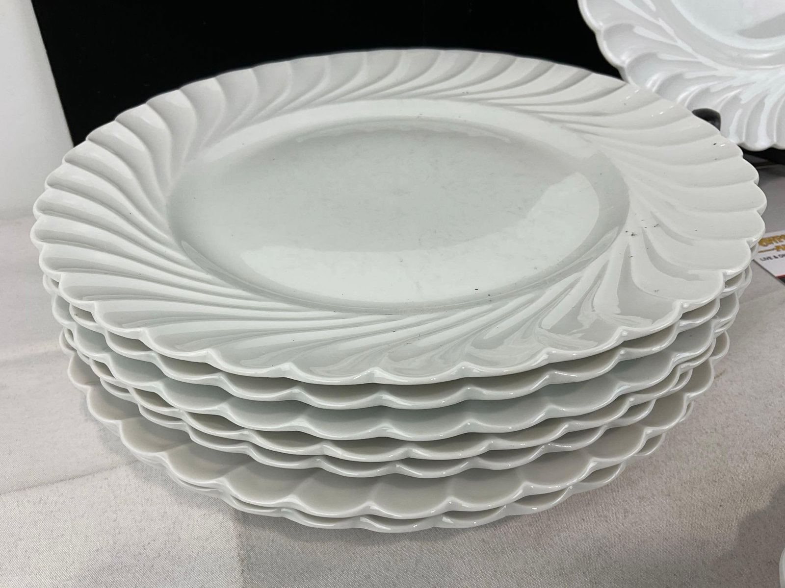 Set of 17 Haviland Limoges Torse Blanc Dinner Plates, Spiral style, 8h x 11w x 11d inches - 4