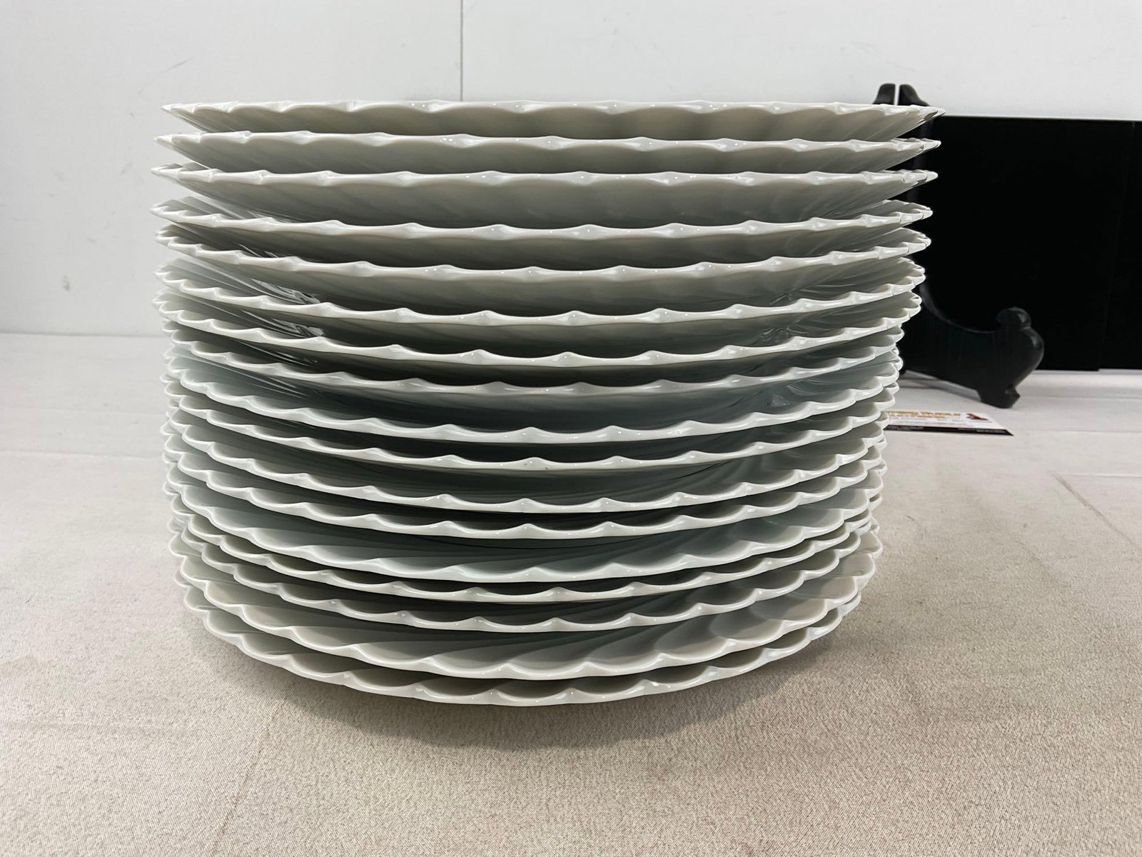 Set of 17 Haviland Limoges Torse Blanc Dinner Plates, Spiral style, 8h x 11w x 11d inches - 6