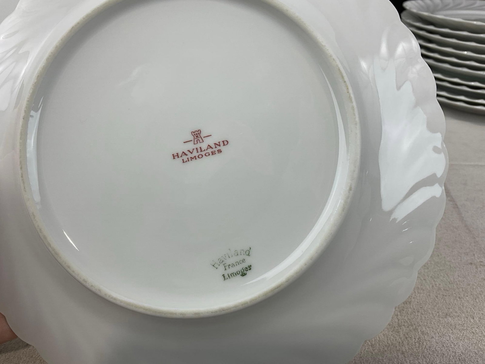 Haviland Limoges Porcelain China, Torse Blanc pattern, 11 Lunch, 15 Bread & Butter, & 8 Small Bowls - 4