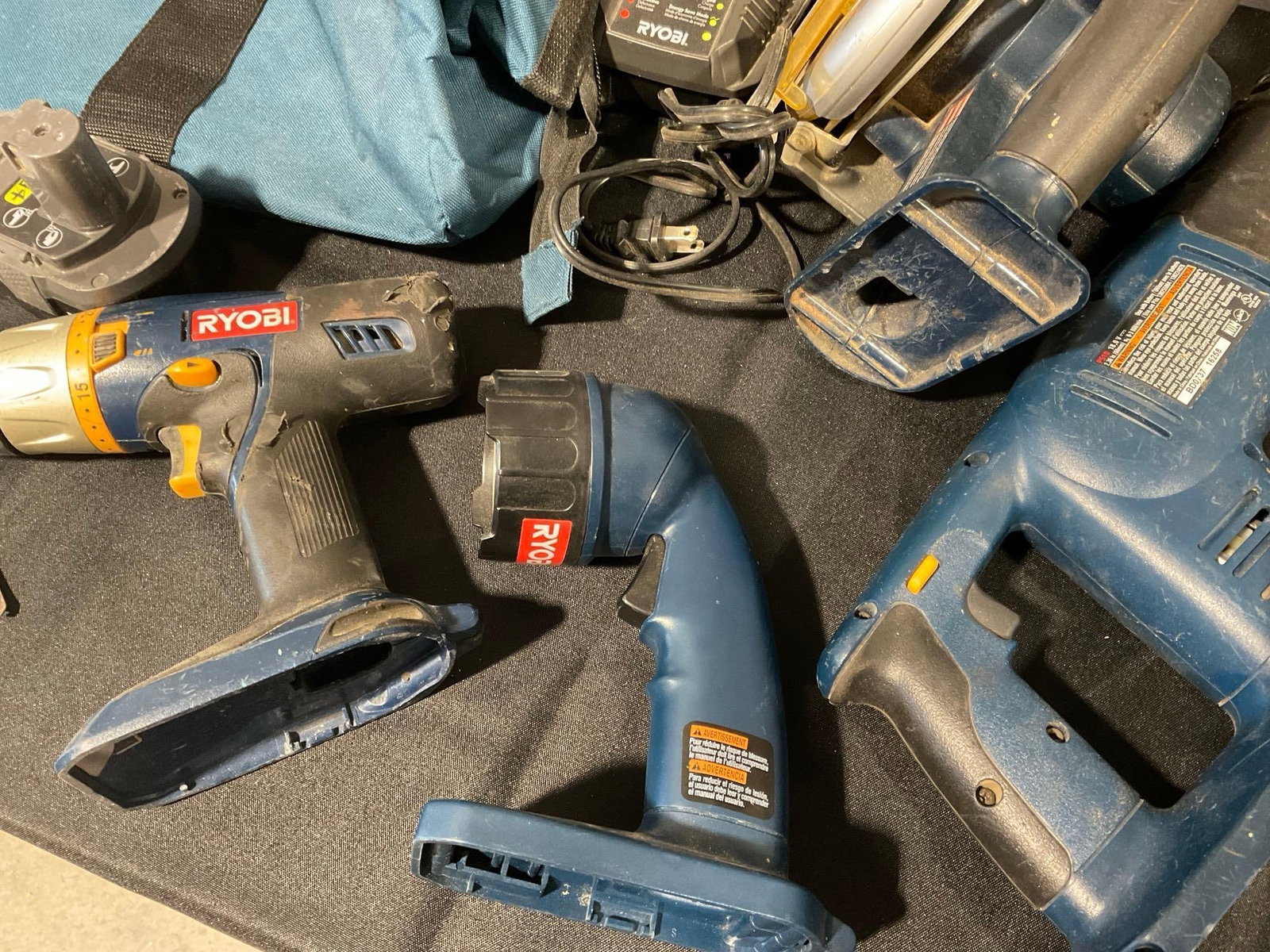 Ryobi Drill-Driver P201, Circular Saw 501, & Reciprocating Saw P510, nylon case, tested & working - 3
