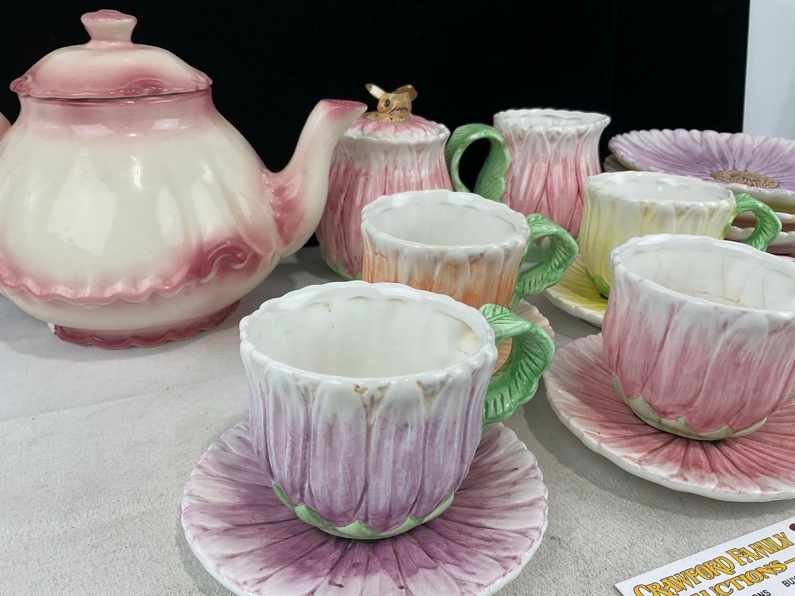 Vintage 1994 Bombay Company Flower Tea Set, different Teapot, Service for 4 - 2