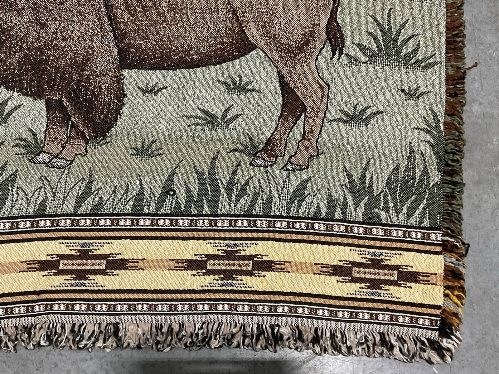 Woven Buffalo Tapestry style Blanket, 56x48 inches - 2