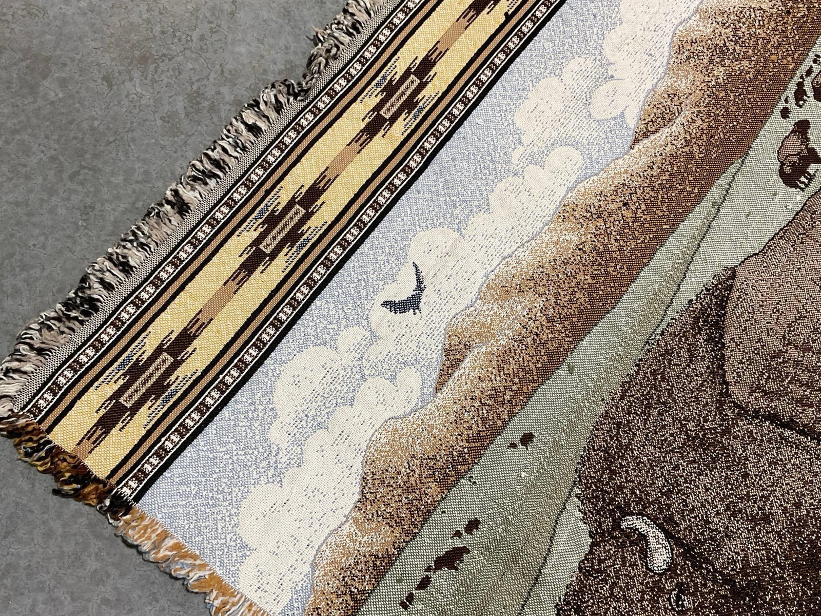 Woven Buffalo Tapestry style Blanket, 56x48 inches - 3