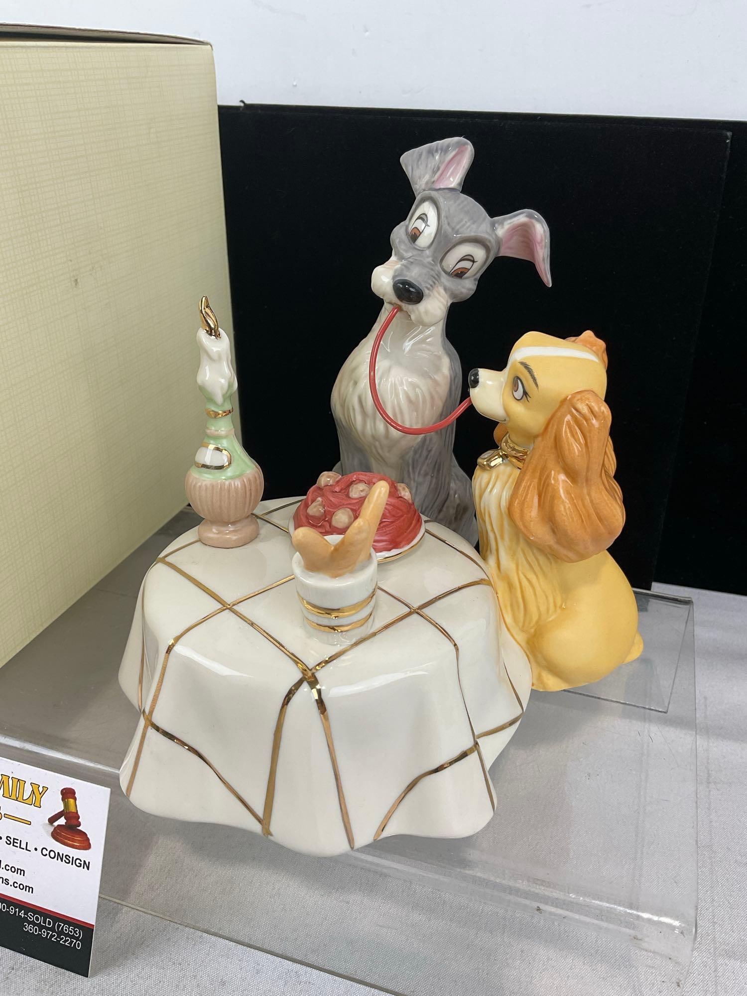 Lenox Lady and the Tramp Disney Figurine, eating Spaghetti #6148332 w/original box - 2