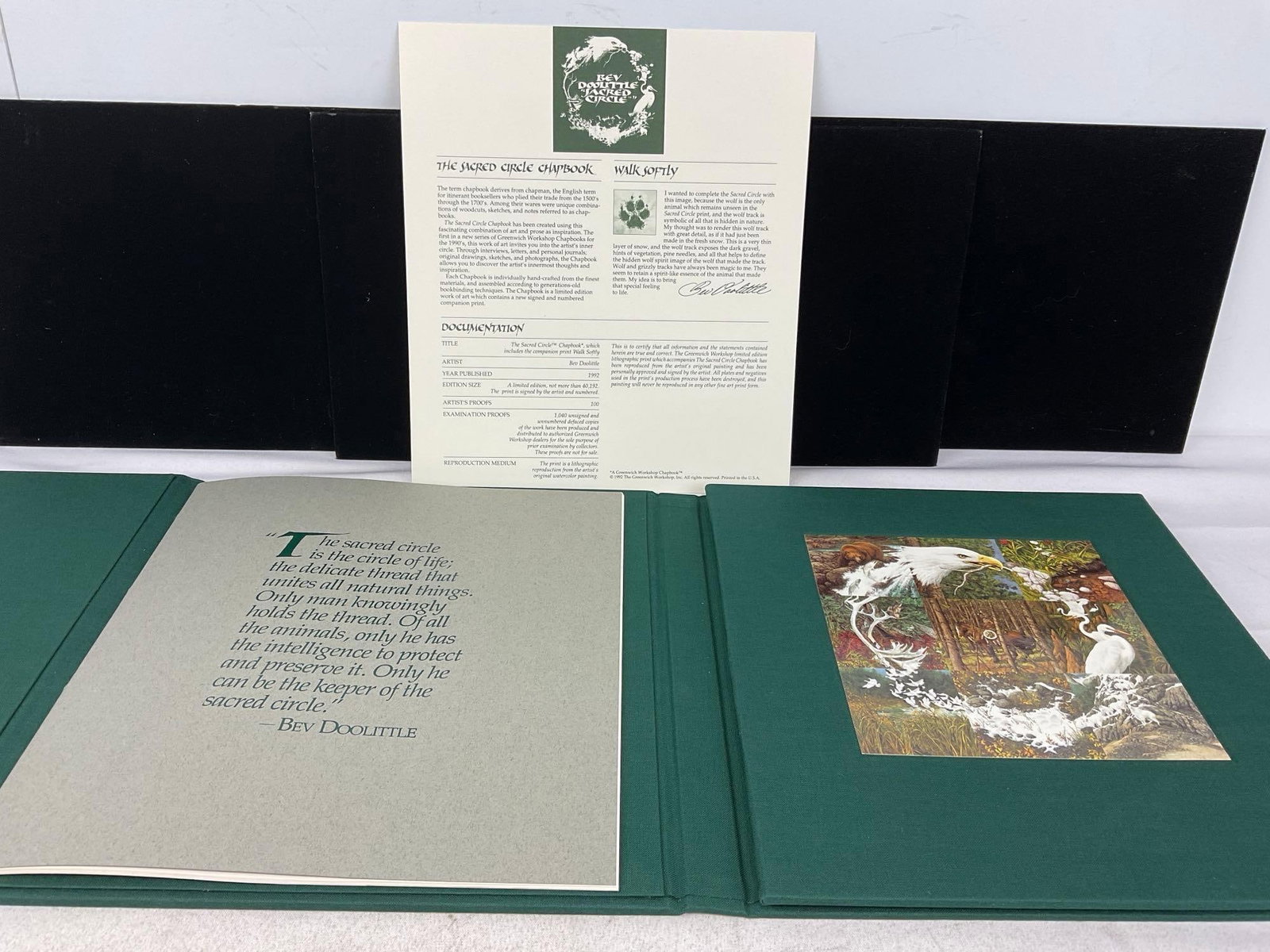 Fine Art Book, titled Sacred Circle by Bev Doolittle, w/ Signed & #d 11234/40192 Walk Softly Print - 2