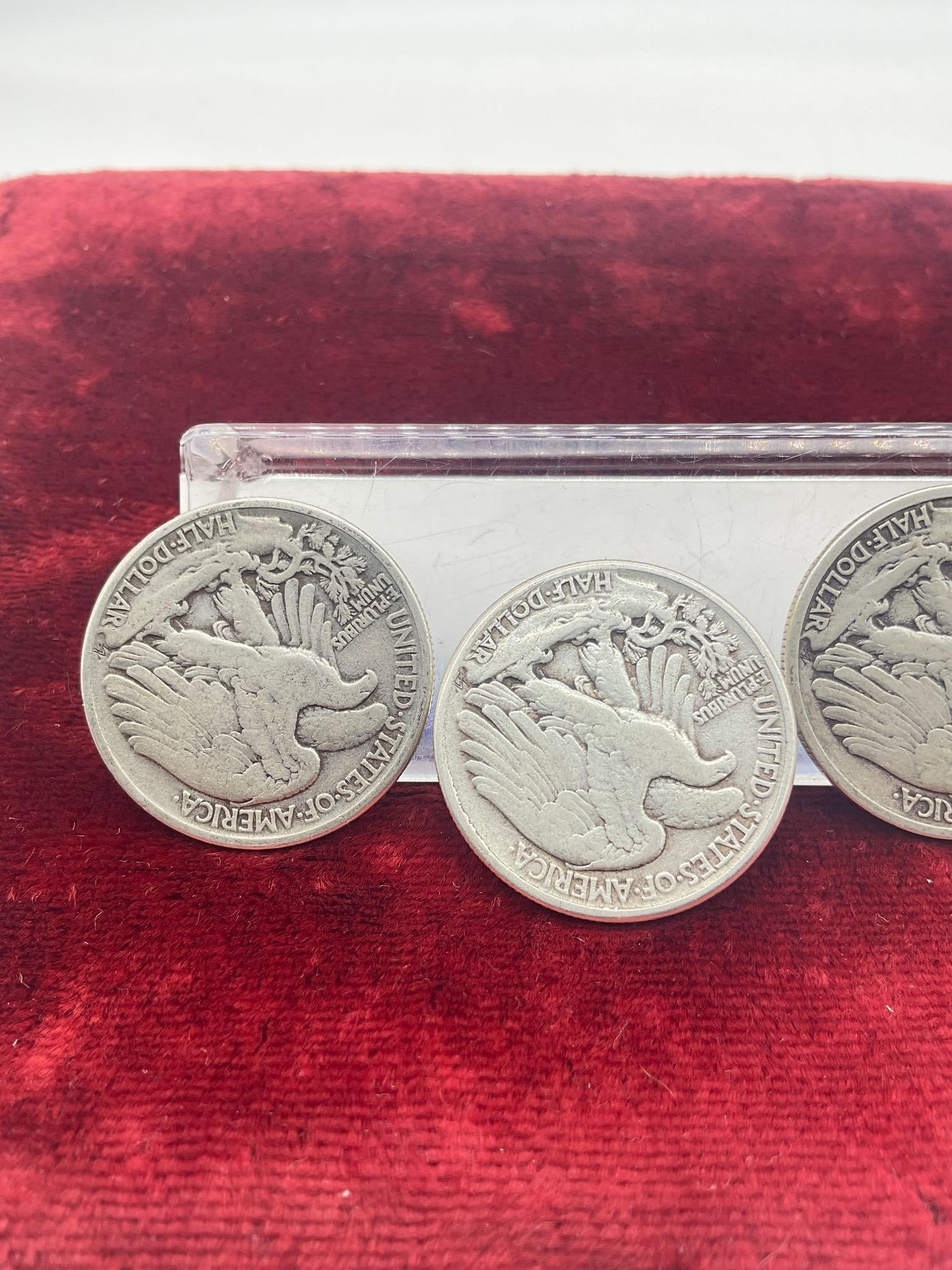 4x Walking Liberty Silver Half dollars coins 2x 1941 2x 1944-s - 4