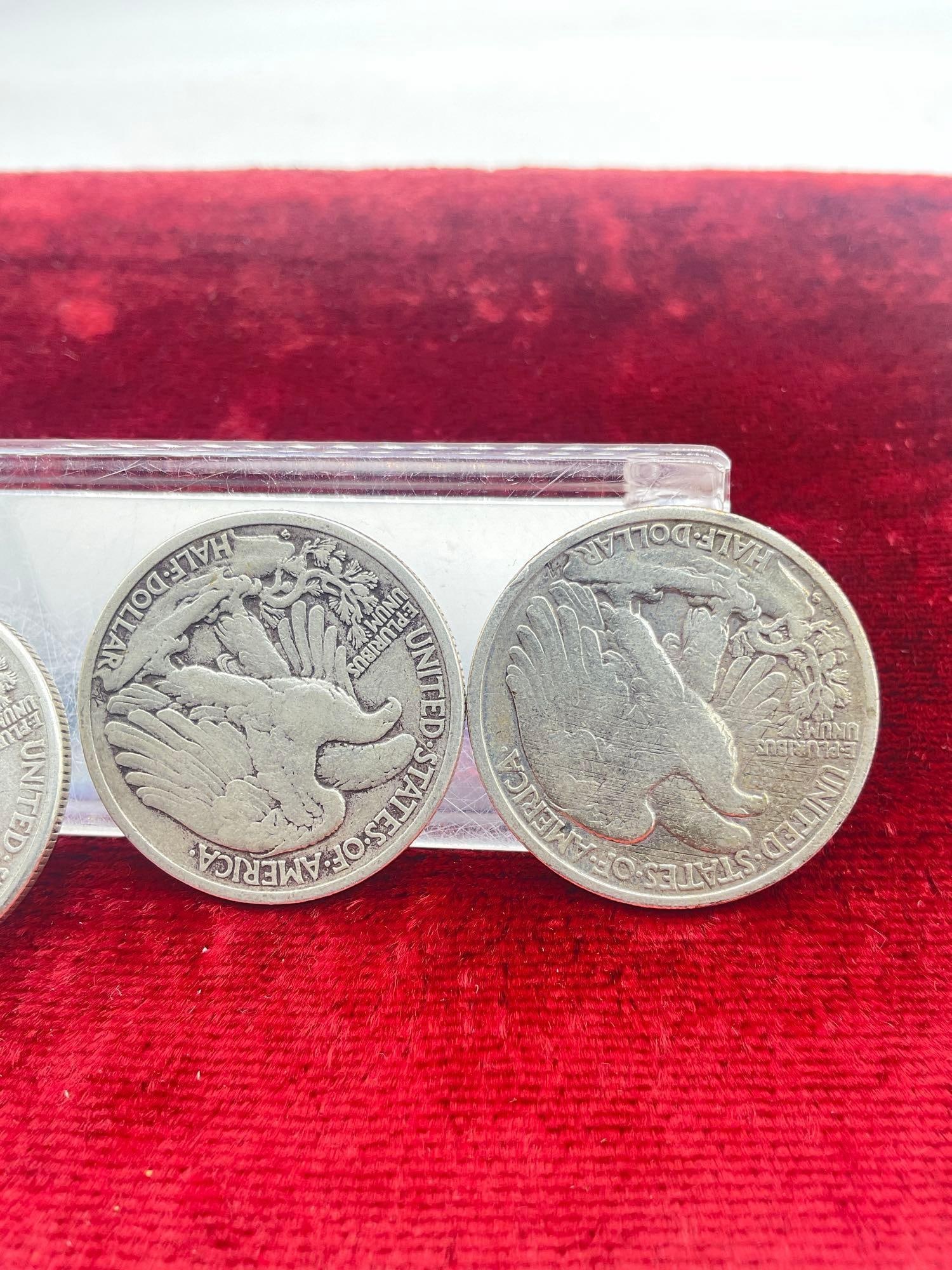 4x Walking Liberty Silver Half dollars coins 2x 1941 2x 1944-s - 5
