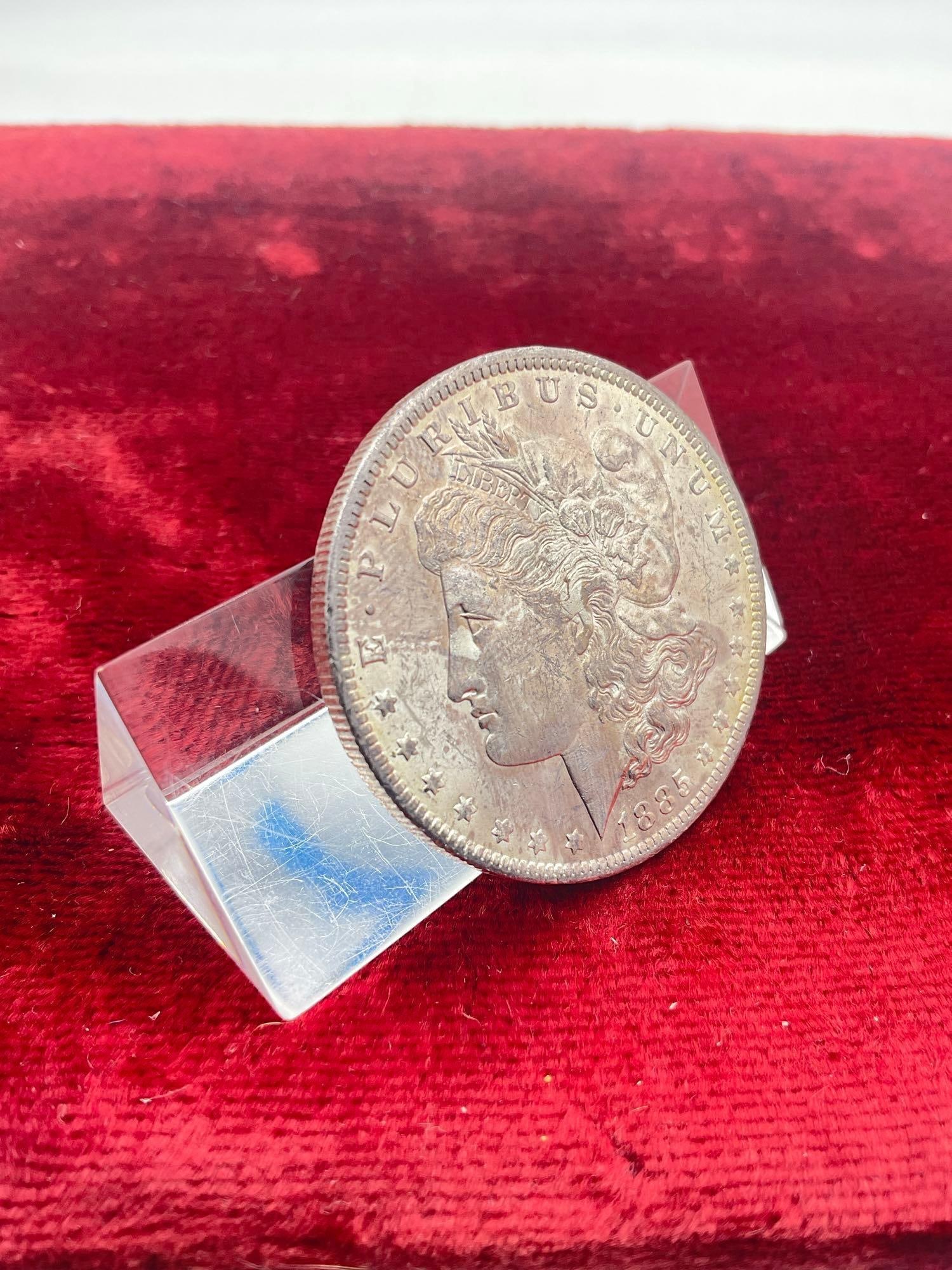 Antique 1885-0 Silver Morgan dollar Nice Gradable coin W/ DMPL Quailties & light doubling in date - 3
