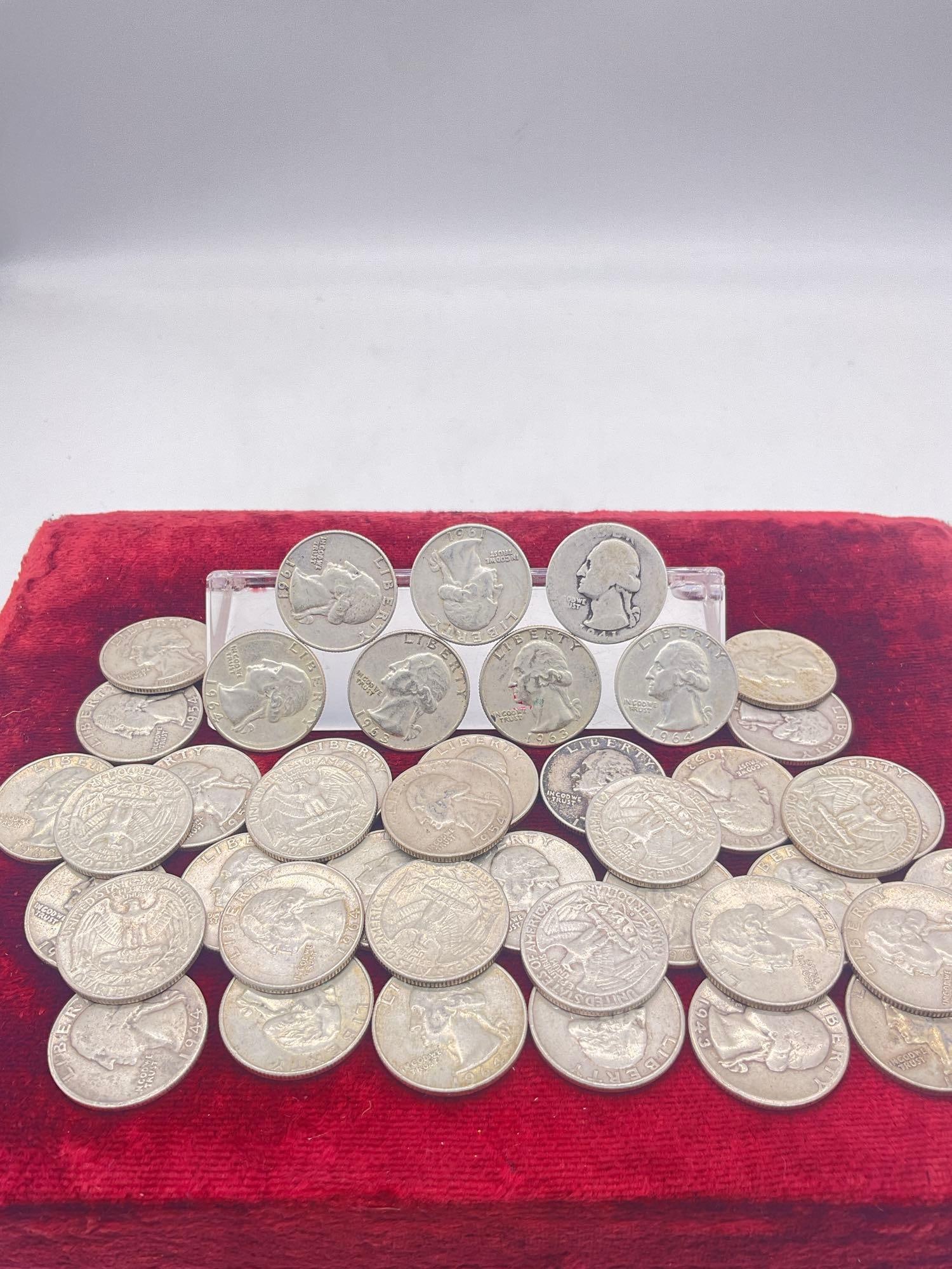 42 x Washington Silver Quaters coins are assorted dates and mint marks - 4