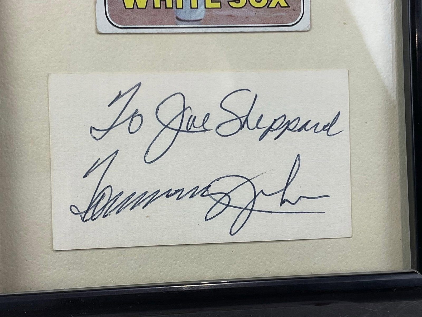 Framed Tommy John White Sox Pitcher Baseball Card & Signature Below, 8x6x2 inches - 3