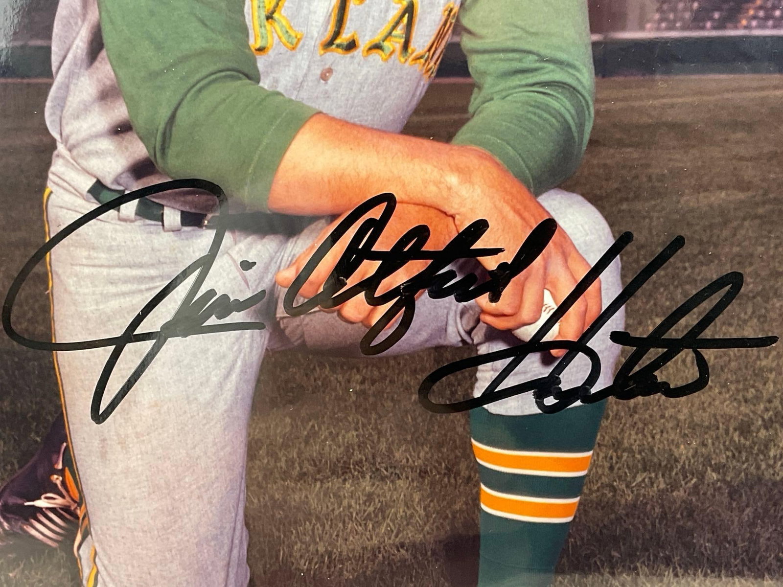 Framed Signed Jim Catfish Hunter & Eddie Mathews Photos, Baseball Players, w/event tickets - 3