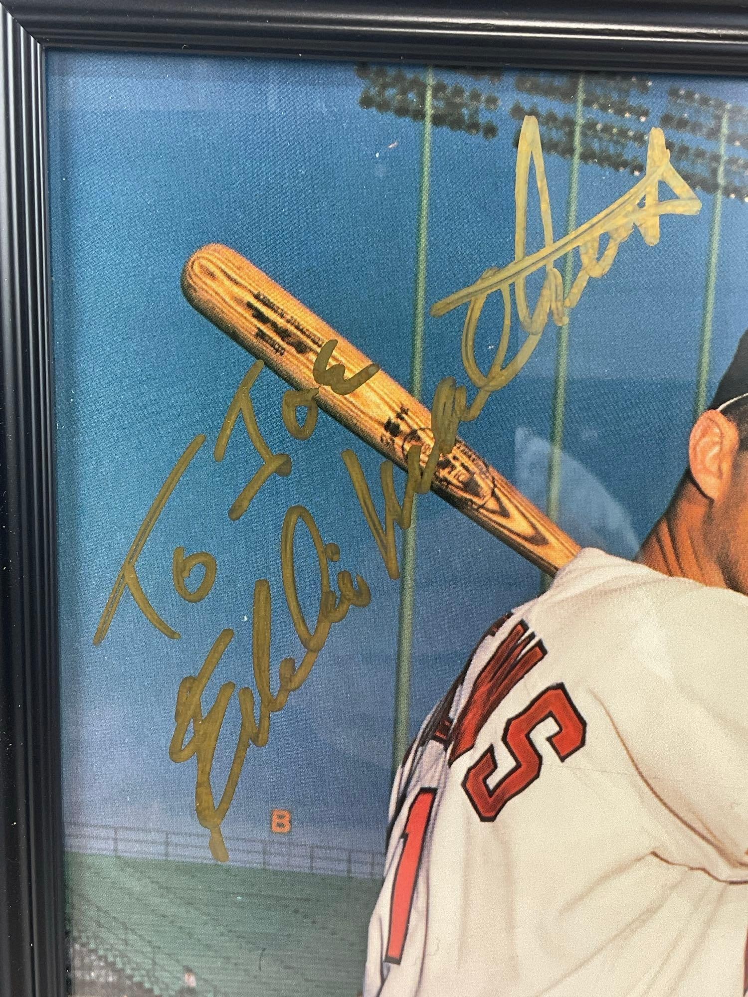 Framed Signed Jim Catfish Hunter & Eddie Mathews Photos, Baseball Players, w/event tickets - 5