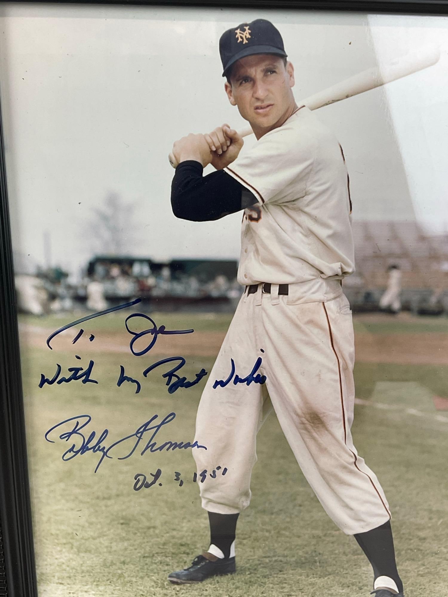 Framed Signed Photos, Don Larsen NY Yankees Pitcher & Bobby Thomson 1951 Shot Heard Round the World - 4