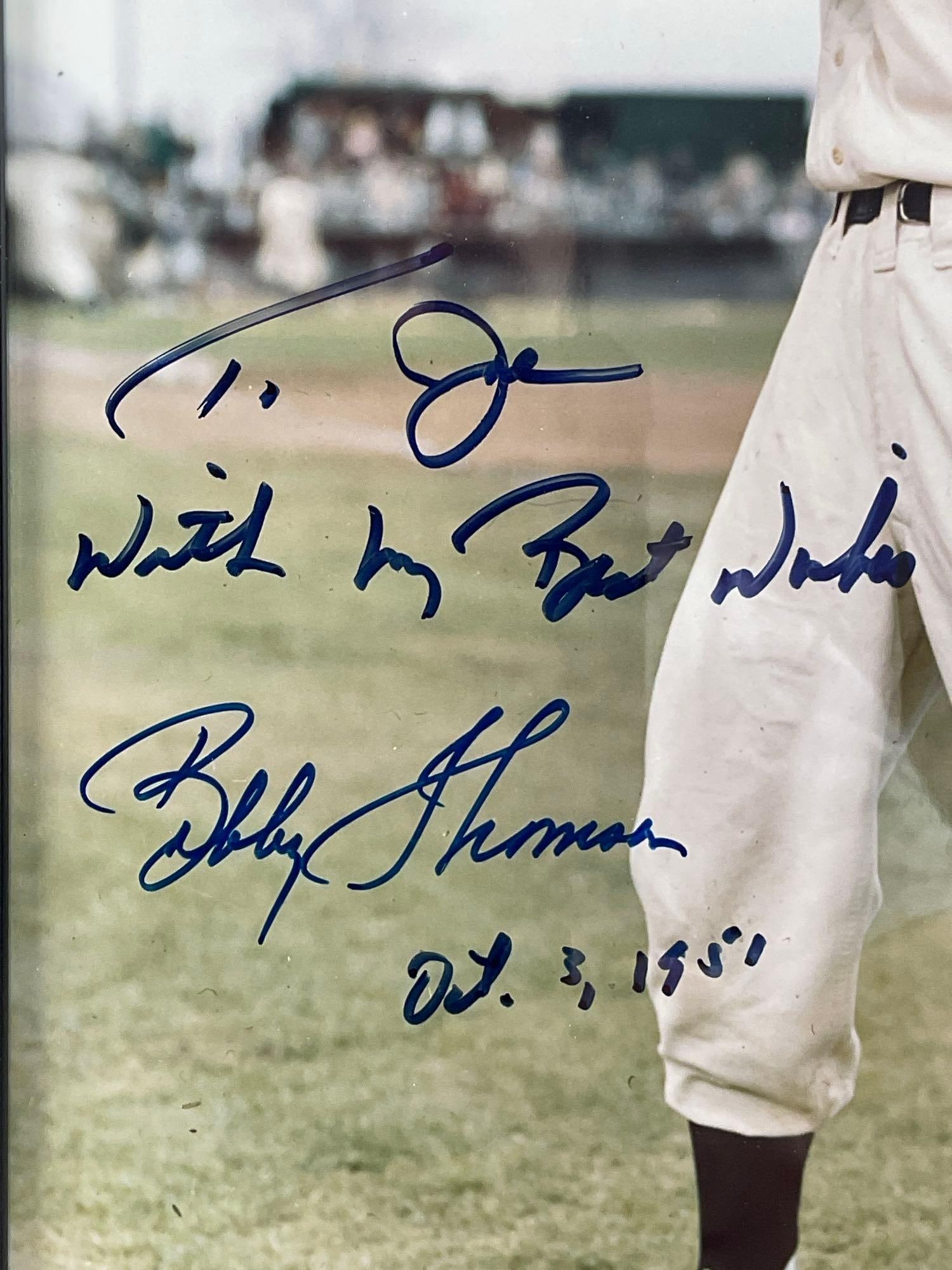 Framed Signed Photos, Don Larsen NY Yankees Pitcher & Bobby Thomson 1951 Shot Heard Round the World - 5