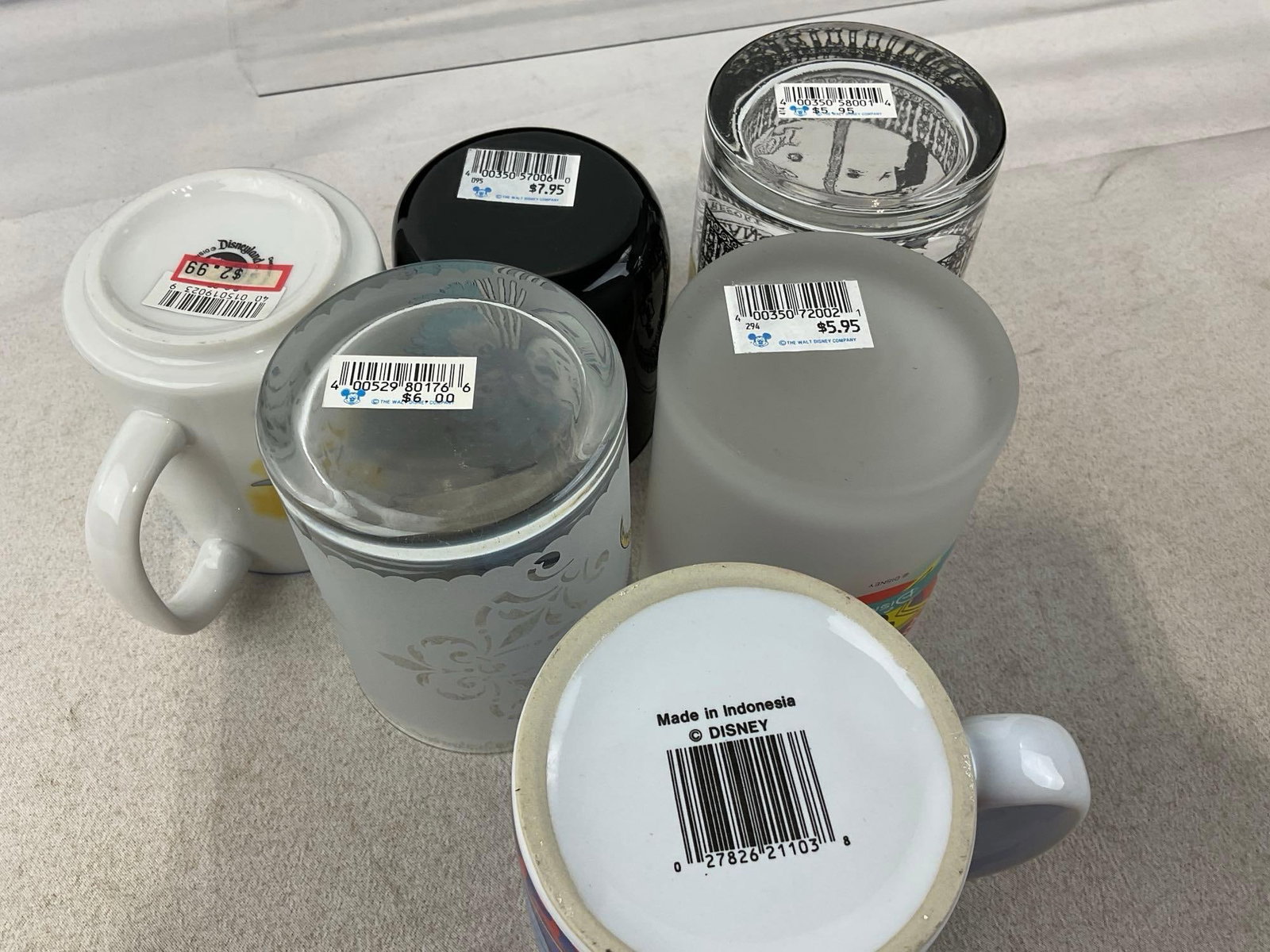 Collection of Disney Cups, Mugs, & Coaster w/holder, Mickey Mouse, Winnie the Pooh, Genie, & more - 6