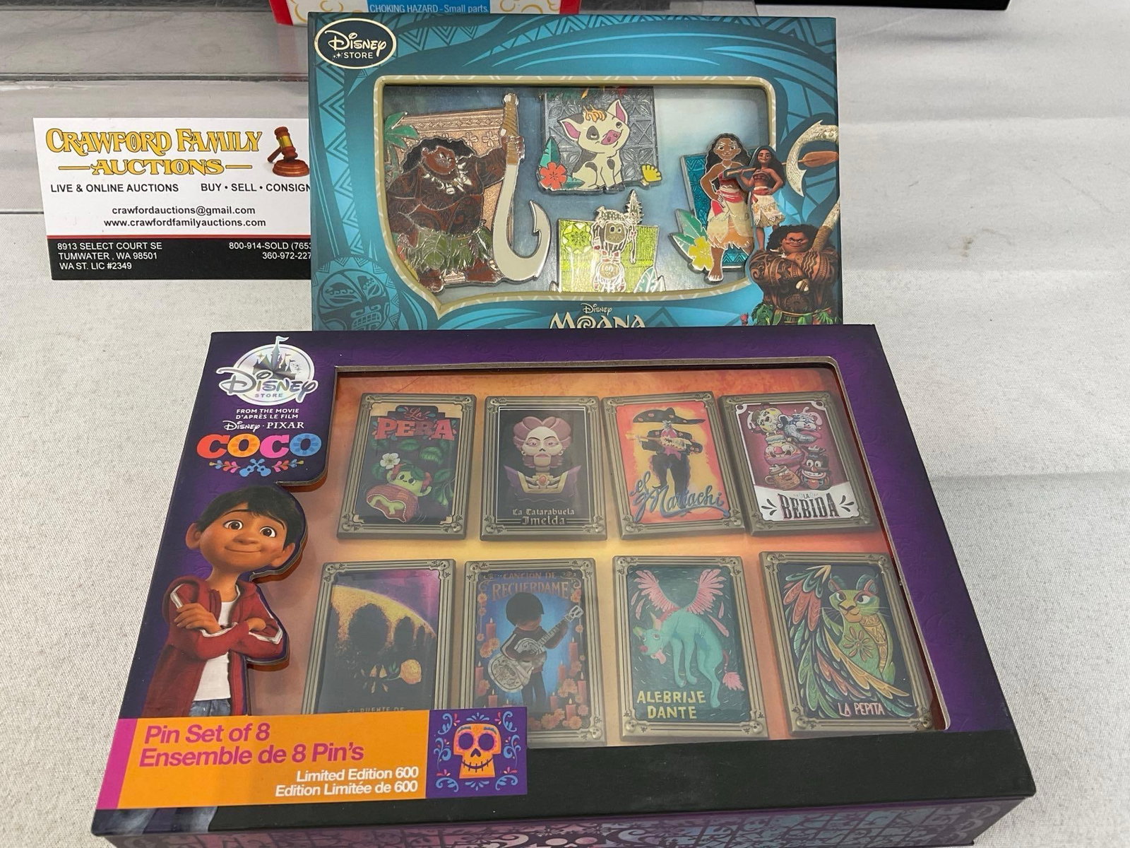 Disney Characters Glass Set of 5, Coco & Moana Limited Edition Pin Set & Ursula Popcorn Vinyl Fig... - 5