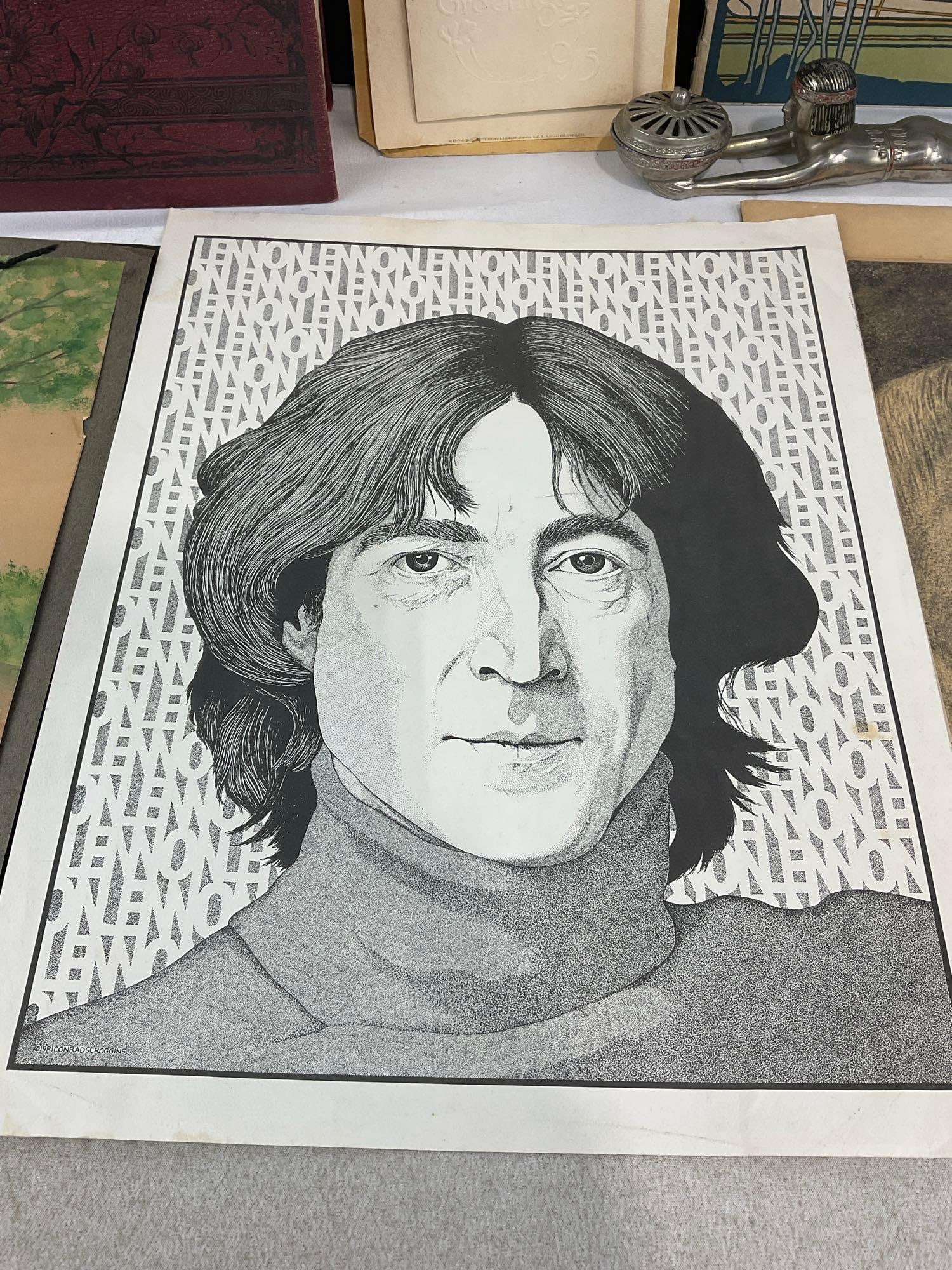 Dr. Chase Last & Complete Works, John Lennon Illustration, Old Town Canoe pamphlet, Vintage Calen... - 2