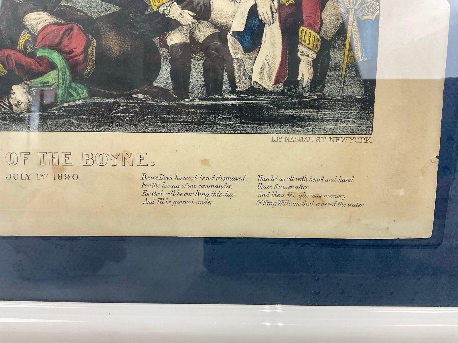 Framed Antique 1870? Currier & Ives Print, Battle of the Boyne, July 1690 - 4