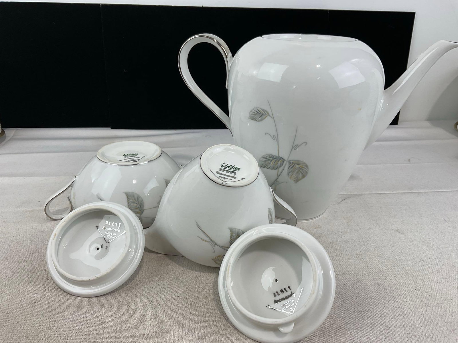 Edelstein Bavarian China, Normandy Pattern, Teapot, creamer & sugar bowl w/lid - 2