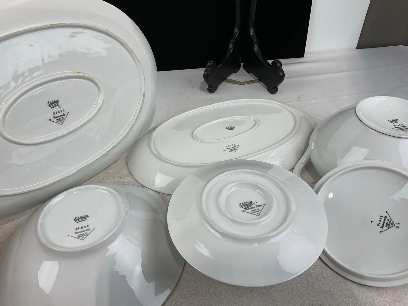 Edelstein Bavarian China, Normandy Pattern, 2 Platters, 1 serving bowl, gravy bowl & lidded bowl - 4