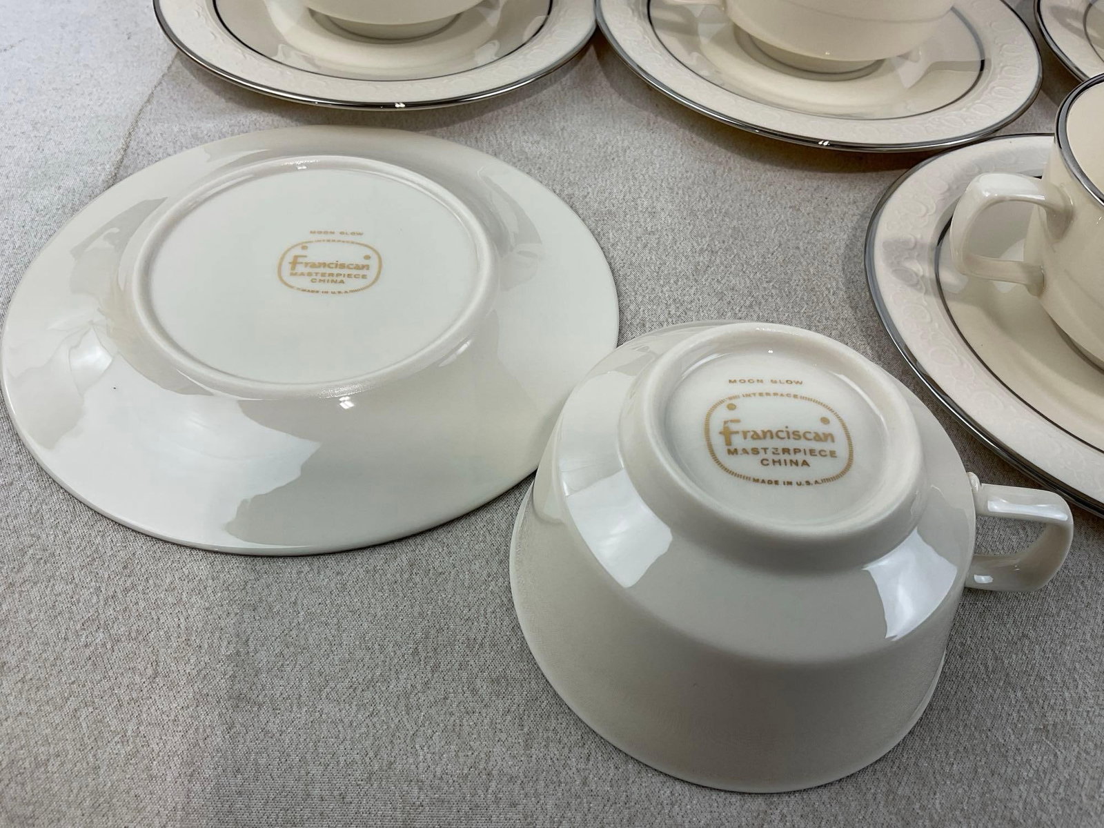 Franciscan Moon Glow Pattern, 12 cups, 12 saucers & 12 small plates - 5