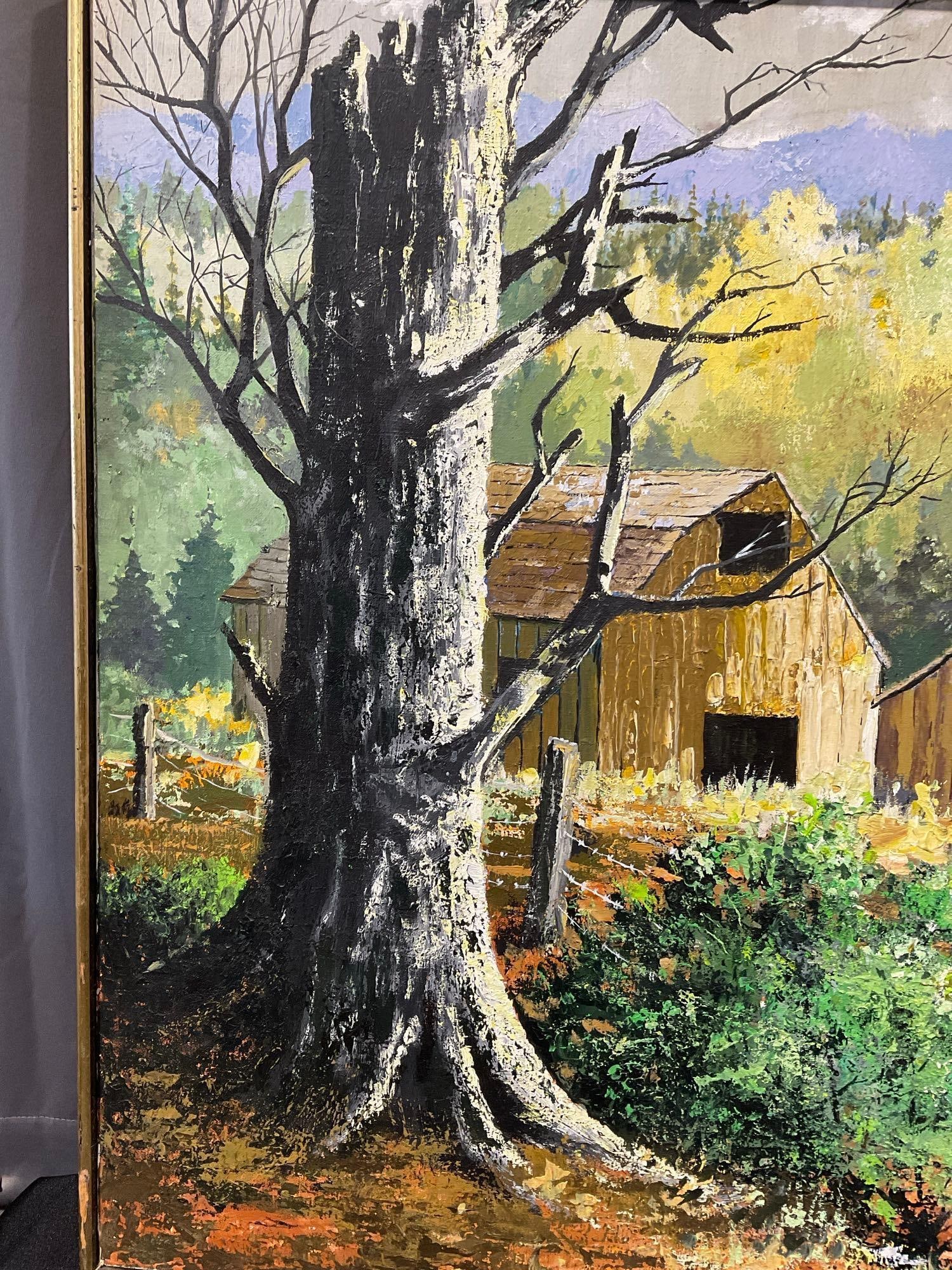 Framed Oil on Canvas, Abandoned Barns in the woods, signed by A. Lyall Lush, 32x42 inches - 2