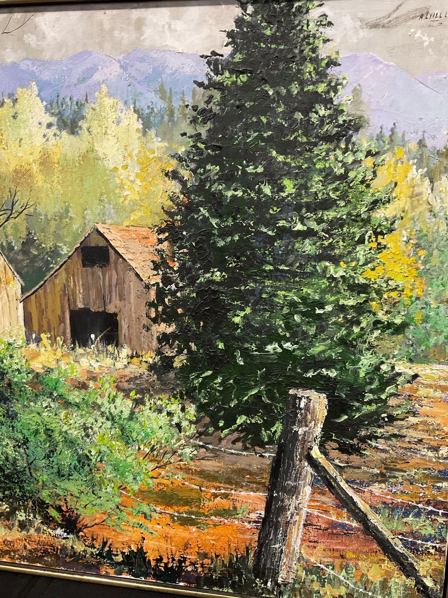 Framed Oil on Canvas, Abandoned Barns in the woods, signed by A. Lyall Lush, 32x42 inches - 3