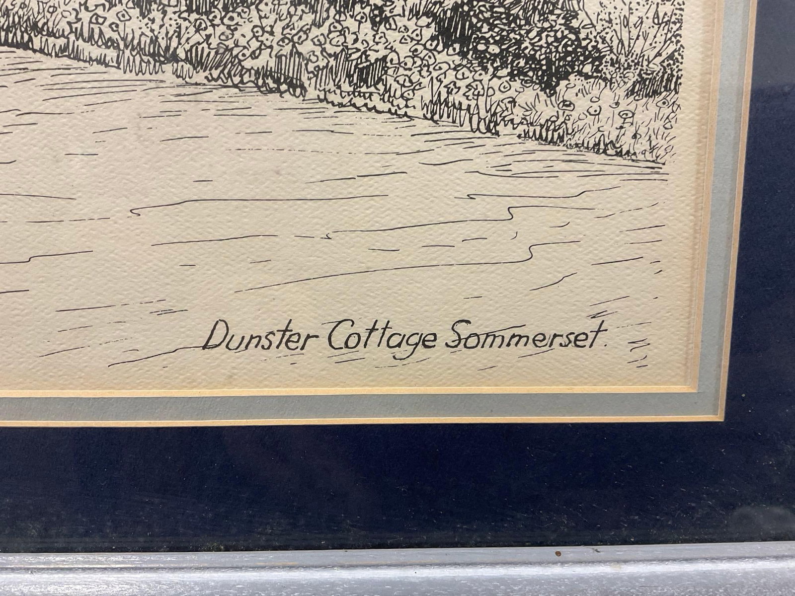 Framed Signed Pen Drawing Lithograph titled Dunster Cottage Sommerset, by A. Lyall Lush, 25x31 inch - 4