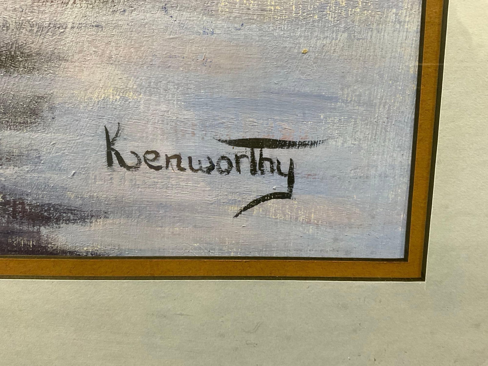 Framed Oil on Canvas, Grey Heron on the coast, signed by artist, Kenworthy, 31x25 inch - 4