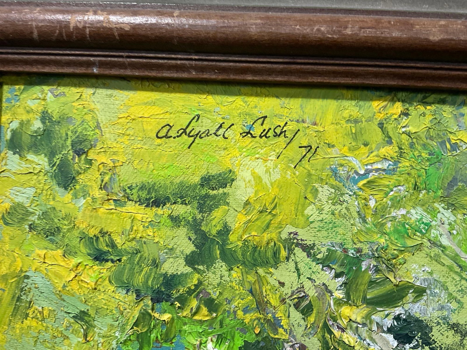 Framed Oil on Canvas Woodland scene by A. Lyall Lush 1971, 27x21 inch - 3