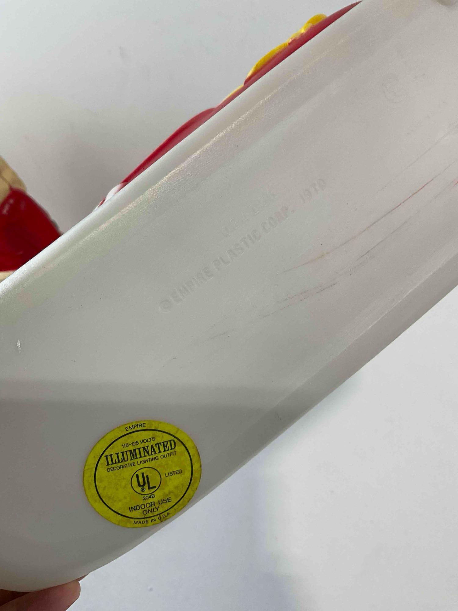 3 pcs Vintage Blow Mold Plastic Christmas Decorations, 1x Empire Santa w/ Reindeer Sleigh. - 6