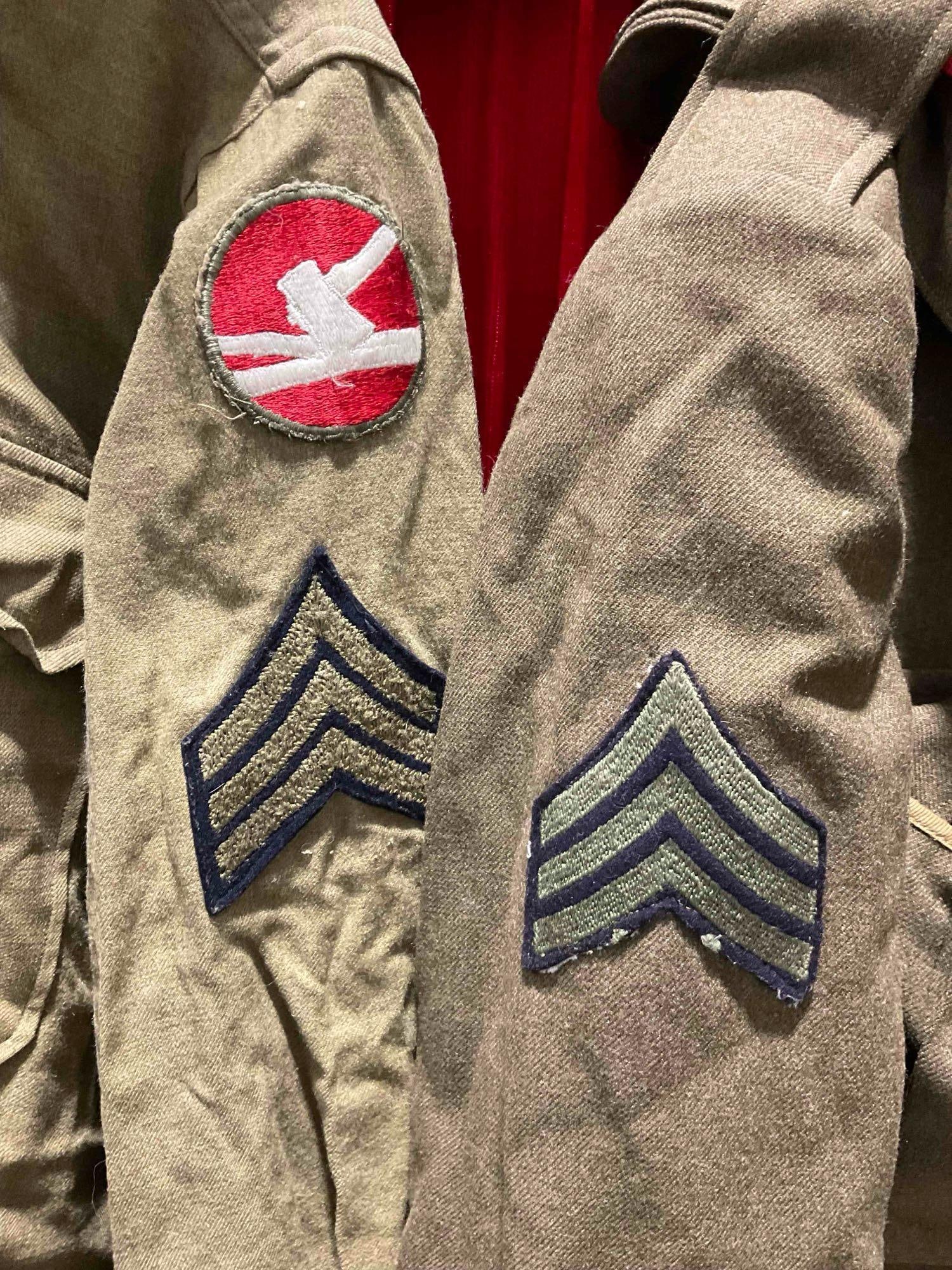 Vintage WWII U.S. Army Forces Wool Olive Drab Winter Uniform, Size 42R. Fair Condition. See pics. - 3