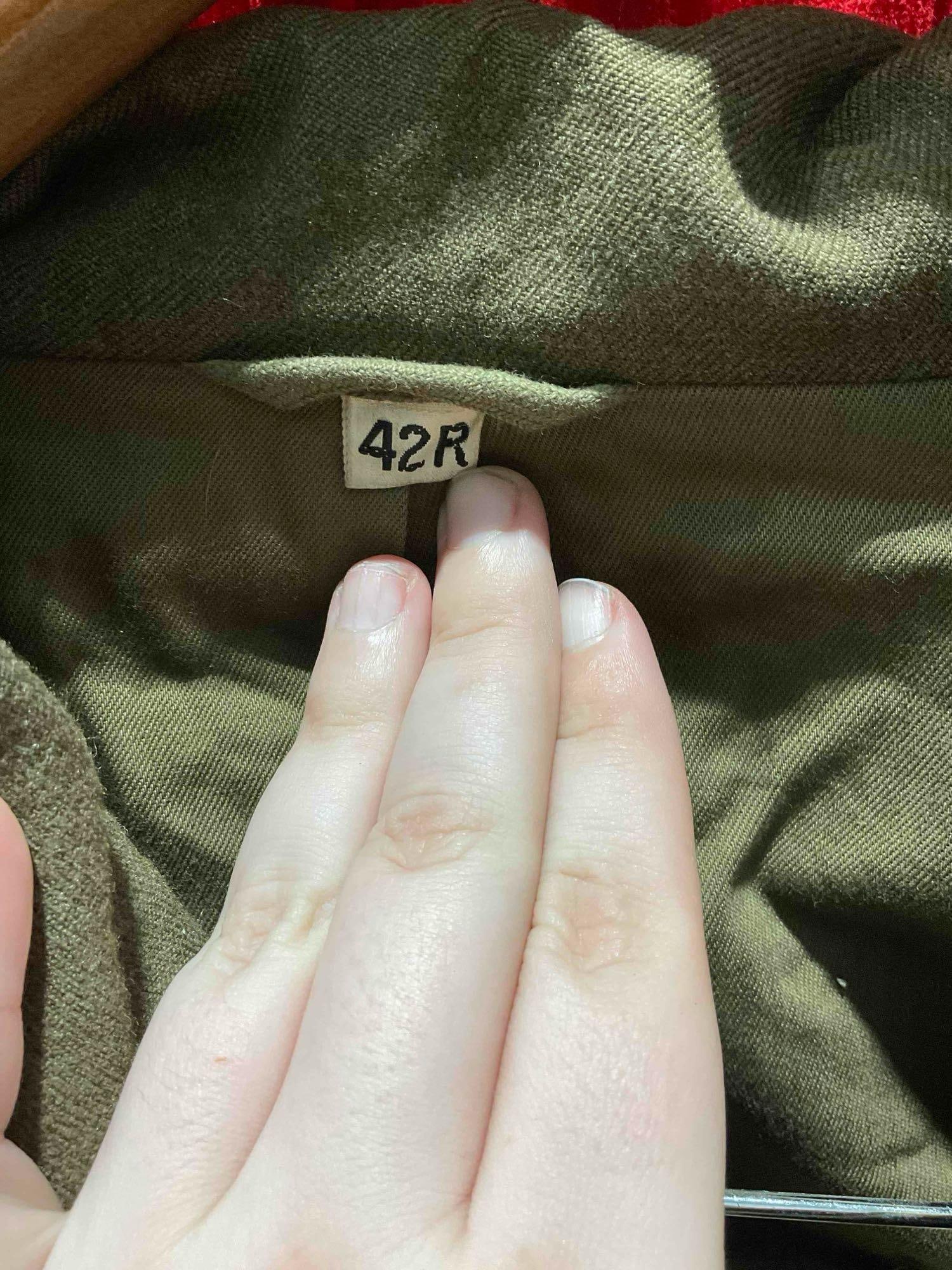 Vintage WWII U.S. Army Forces Wool Olive Drab Winter Uniform, Size 42R. Fair Condition. See pics. - 7
