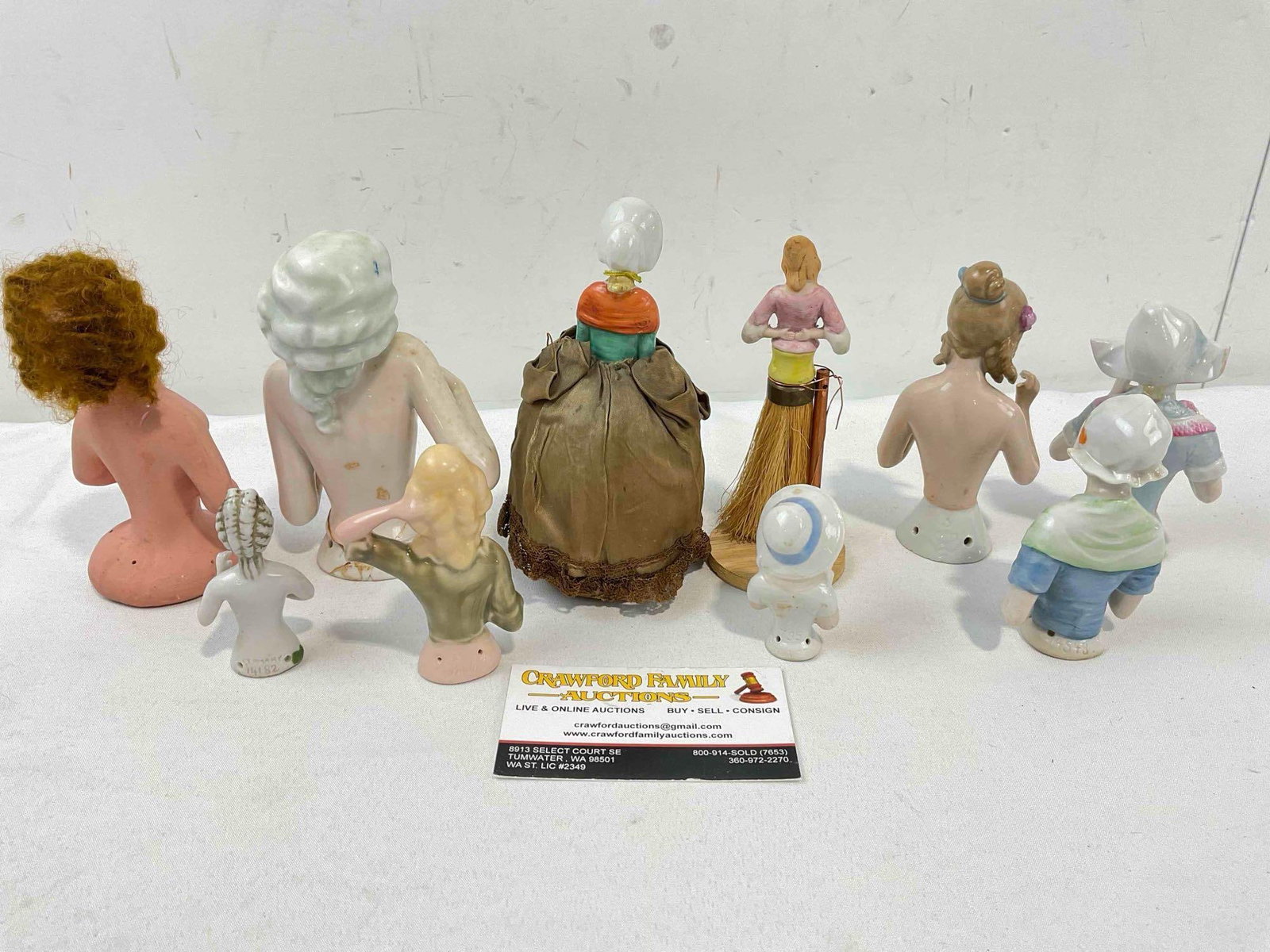10 pcs Vintage Lady Half-Dolls, incl. 11x Ceramic & 1x Painted Wood? Fair Condition. See pics. - 4