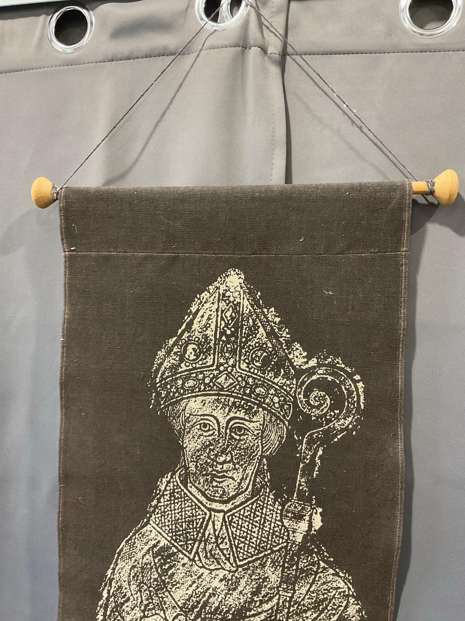 Irish Kilkenny Fabric Thin Tapestry, Saint Icon Brass Rubbing design - 2