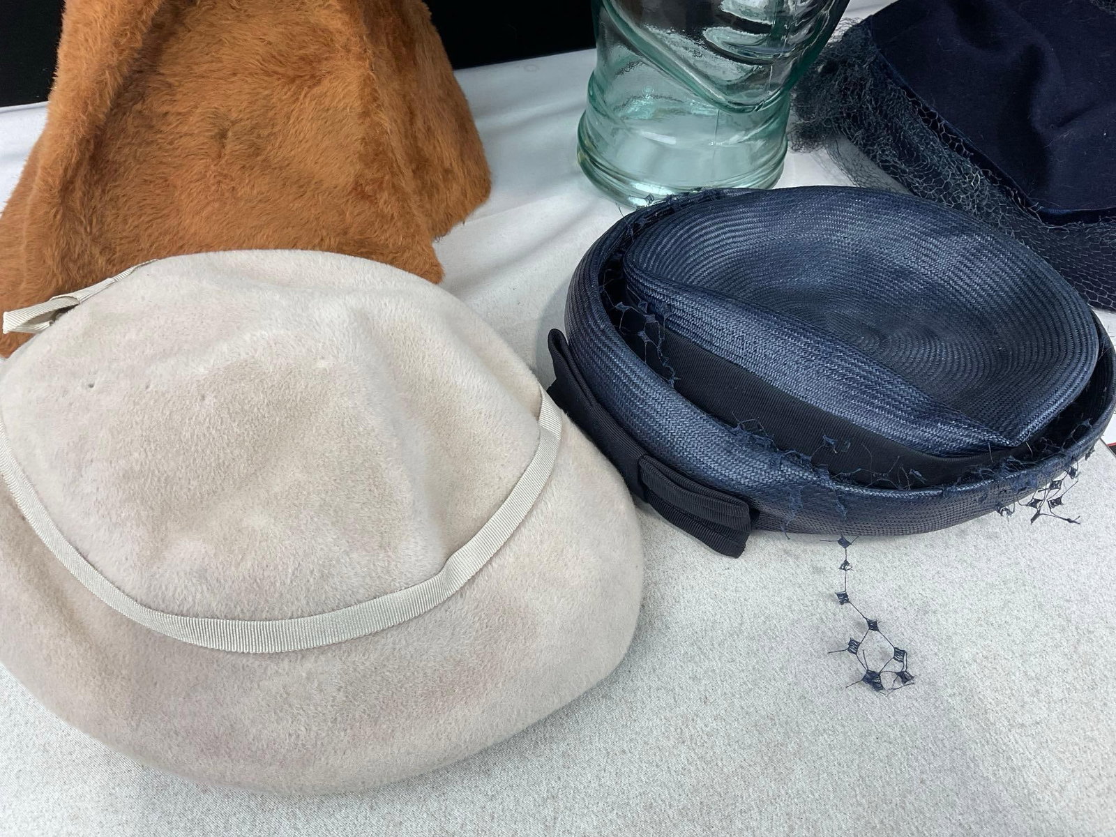 Collection of 6 1940s-50s Hats, variety of brands, Velour, Brushed Felt Cloche, few Pillbox hats - 2